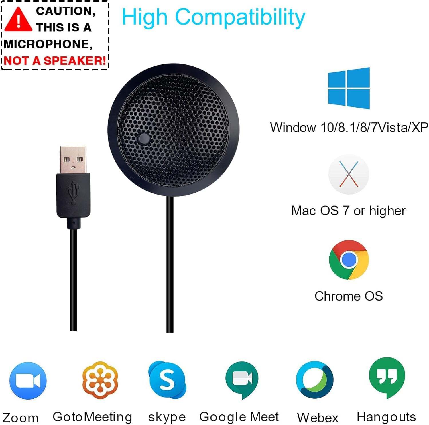 Fyvadio Conference USB Microphone, USB Microphone for Computer, 360&deg; Omnidirectional Condenser PC Laptop Mic with Mute Button for Online Meeting/Class, Zoom Call, Skype Chatting, Plug & Play image number 5