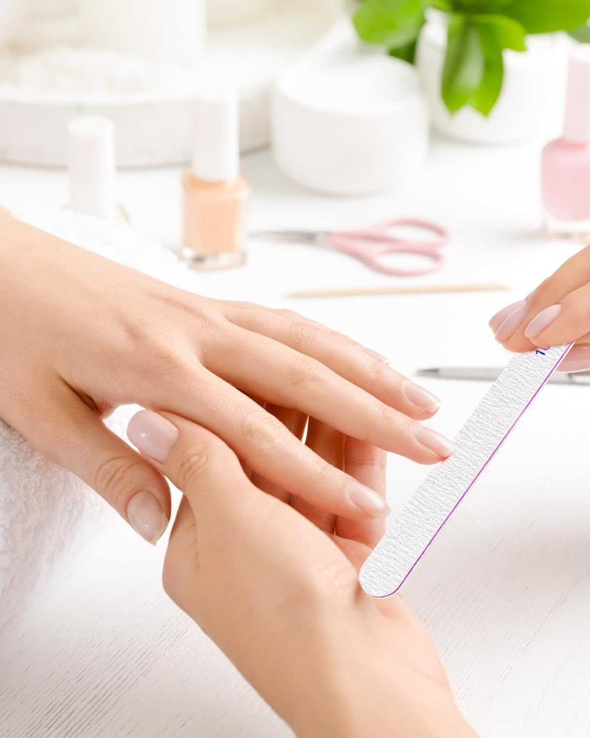 MYGLOAR Set of 10 Professional Nail Files, Nail File Pads, Double Sided 100/180 and 180/240 (4 Grits), Nail Blocks, White Buffing Block, Washable Nail File Double Sided