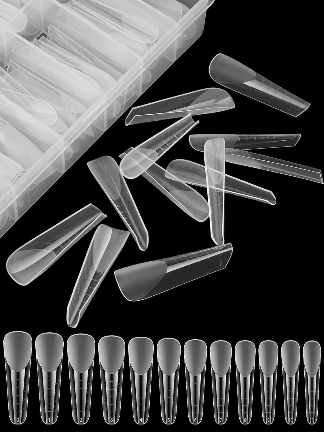 EBANKU 120PCS Clear Matte Dual Nail Forms System Coffin Nail Mold Tips Acrylic Stiletto Nail Extension Tools for Nail Art Salon Nails Design