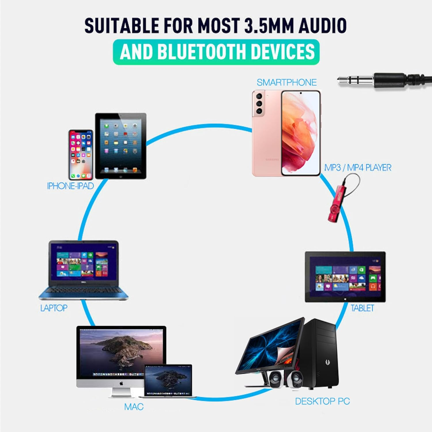 Wireless Bluetooth 5.0 Earphones, Foldable Sport Headset with Mic, Stereo Headphones MP3 (Blue) - Black image number 2