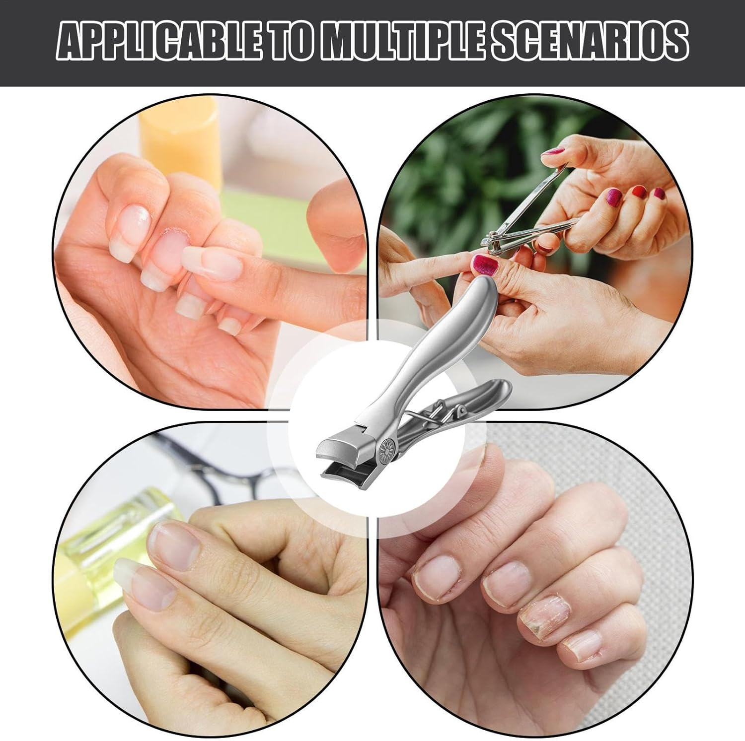 Quzente Wide Jaw Opening Nail Clippers,Heavy Duty Nail Clippers Wide Jaw Opening Toenail Clippers | Long Handle Fingernail Clippers No Splash Nail for Seniors image number 5