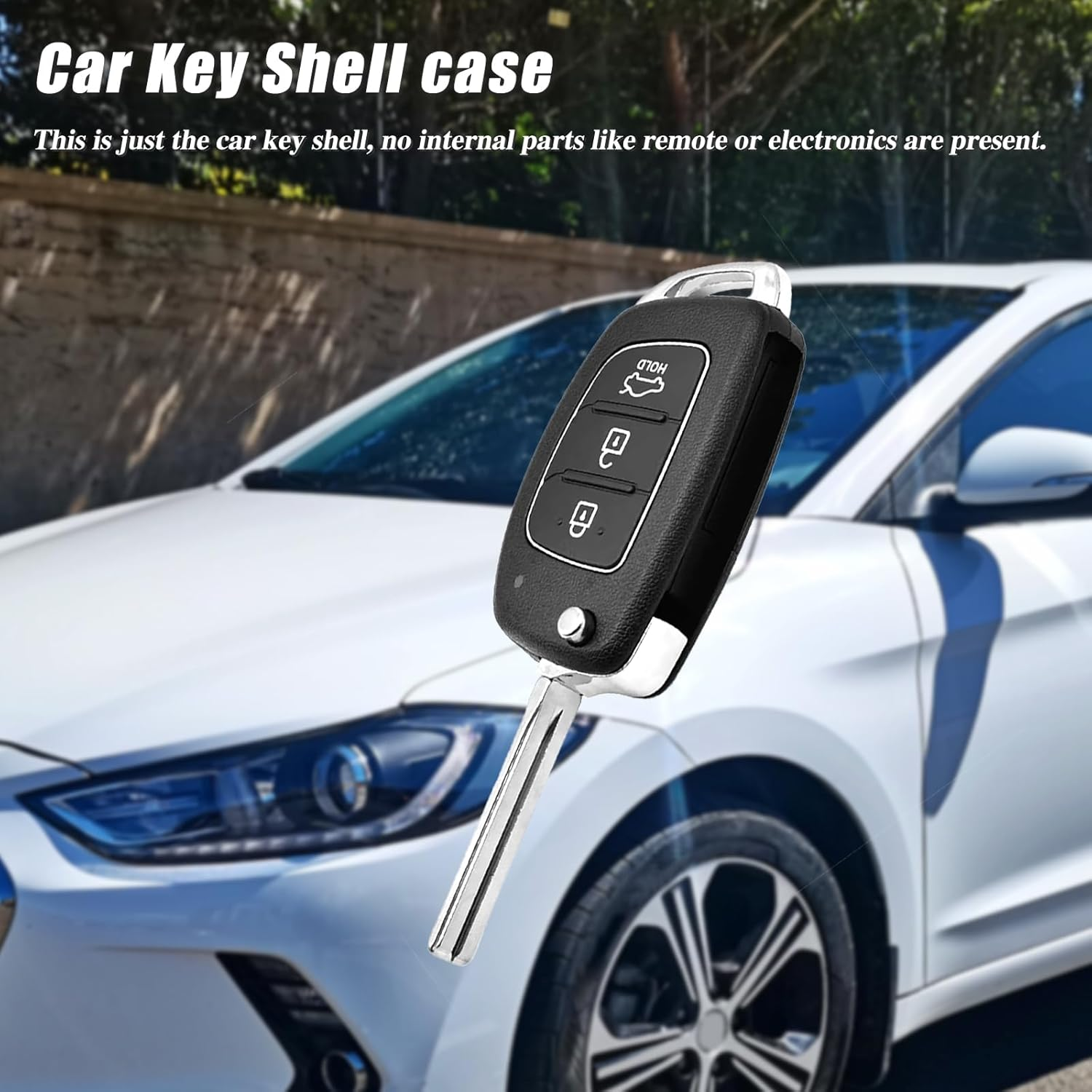 YQDUVNEY Remote Key Shell Replacement Key Shell 3 Buttons Flip Folding Car Key for Hyundai, Santa Fe, Sonata, Ix25/Ix35/Ix45, Tucson, Accent, Verna, Solaris, and Elantra