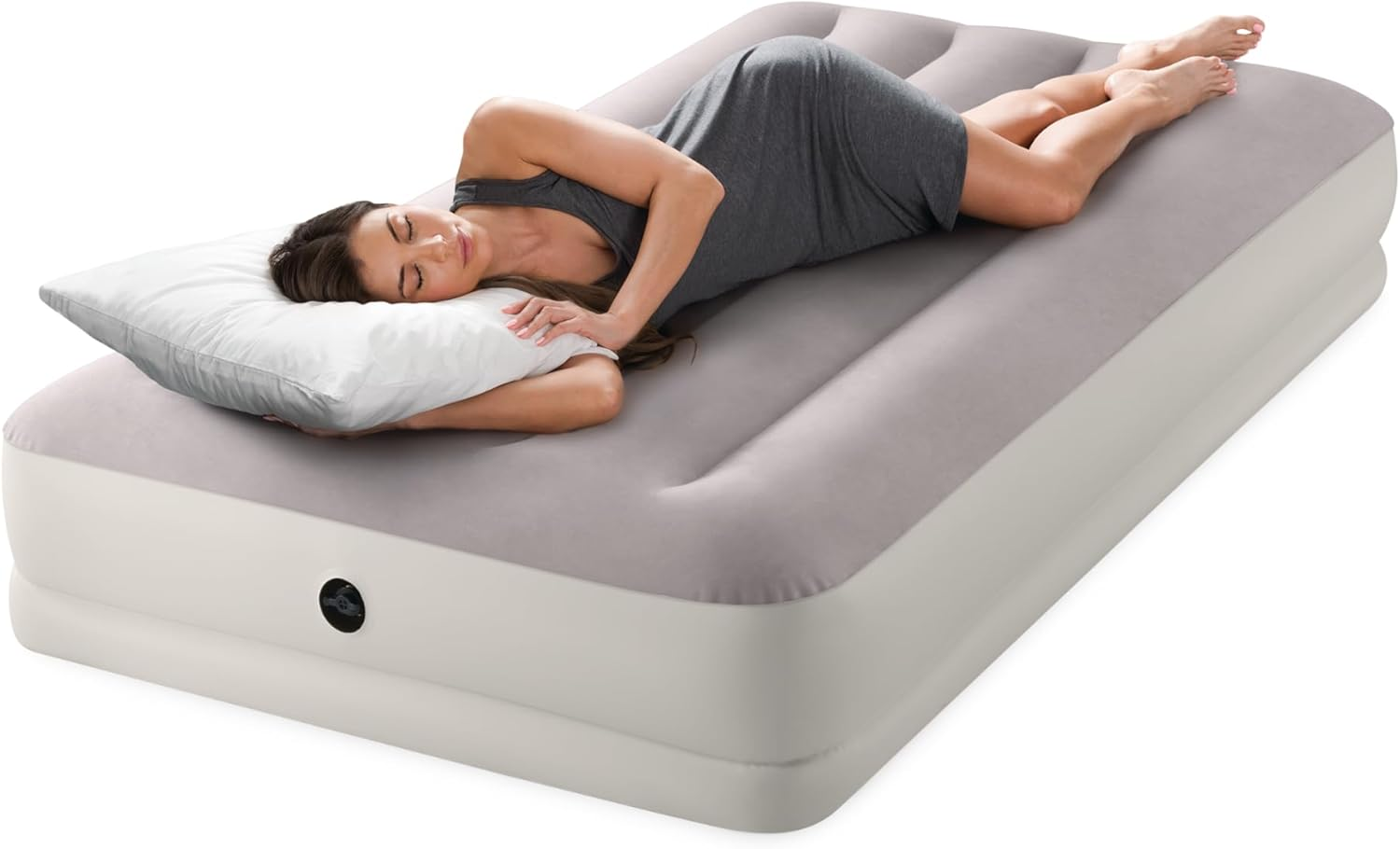 Intex 64177E Dura-Beam Standard Prestige Mid-Rise Air Mattress: Fiber-Tech &ndash; Twin Size &ndash; Quickfill USB Air Pump &ndash; 12In Bed Height &ndash; 300Lb Weight Capacity image number 5