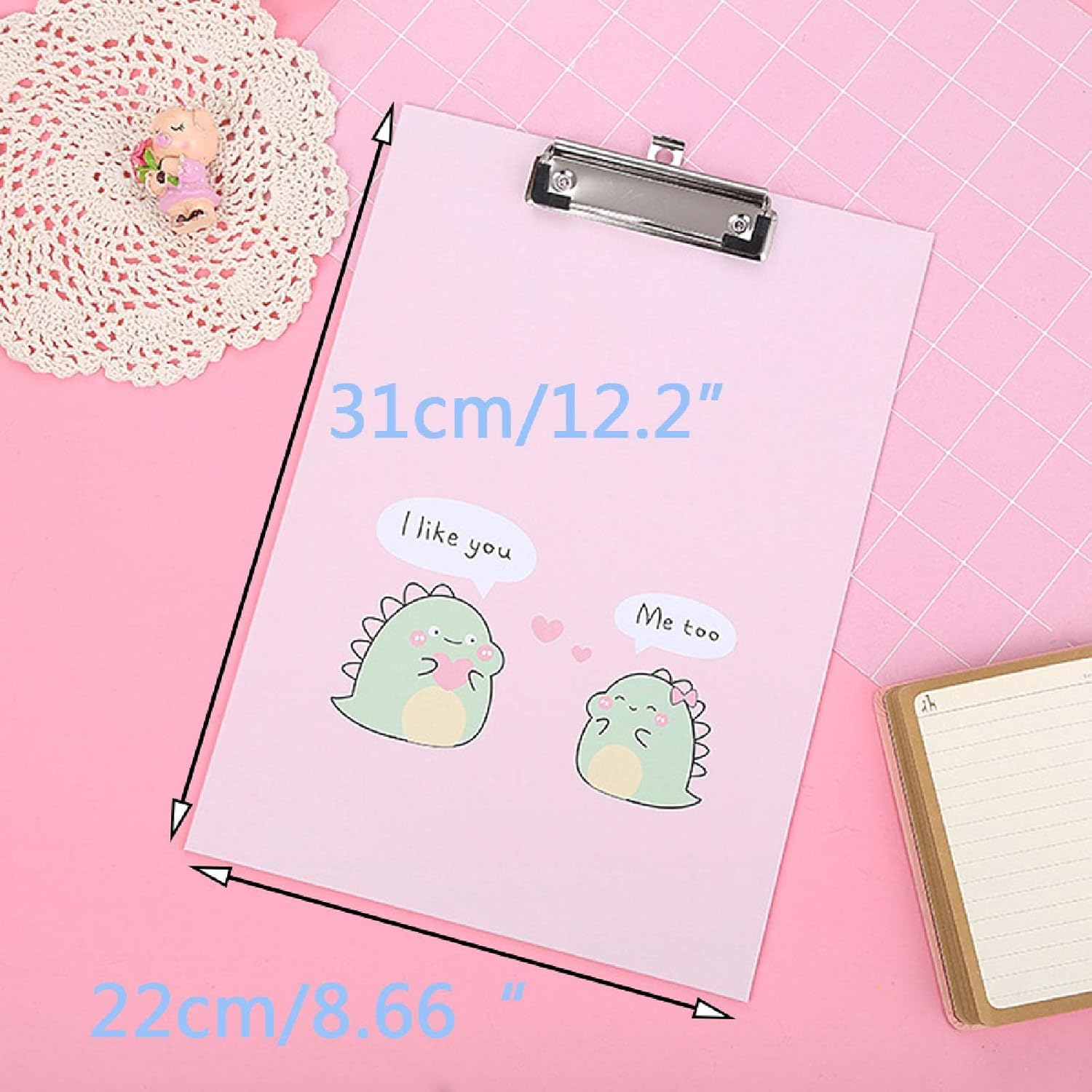 A4 Clipboards, Cute Clip Boards Board Clips for Office, School, Students with Low Profile Metal Clip 1PCS Pink image number 2