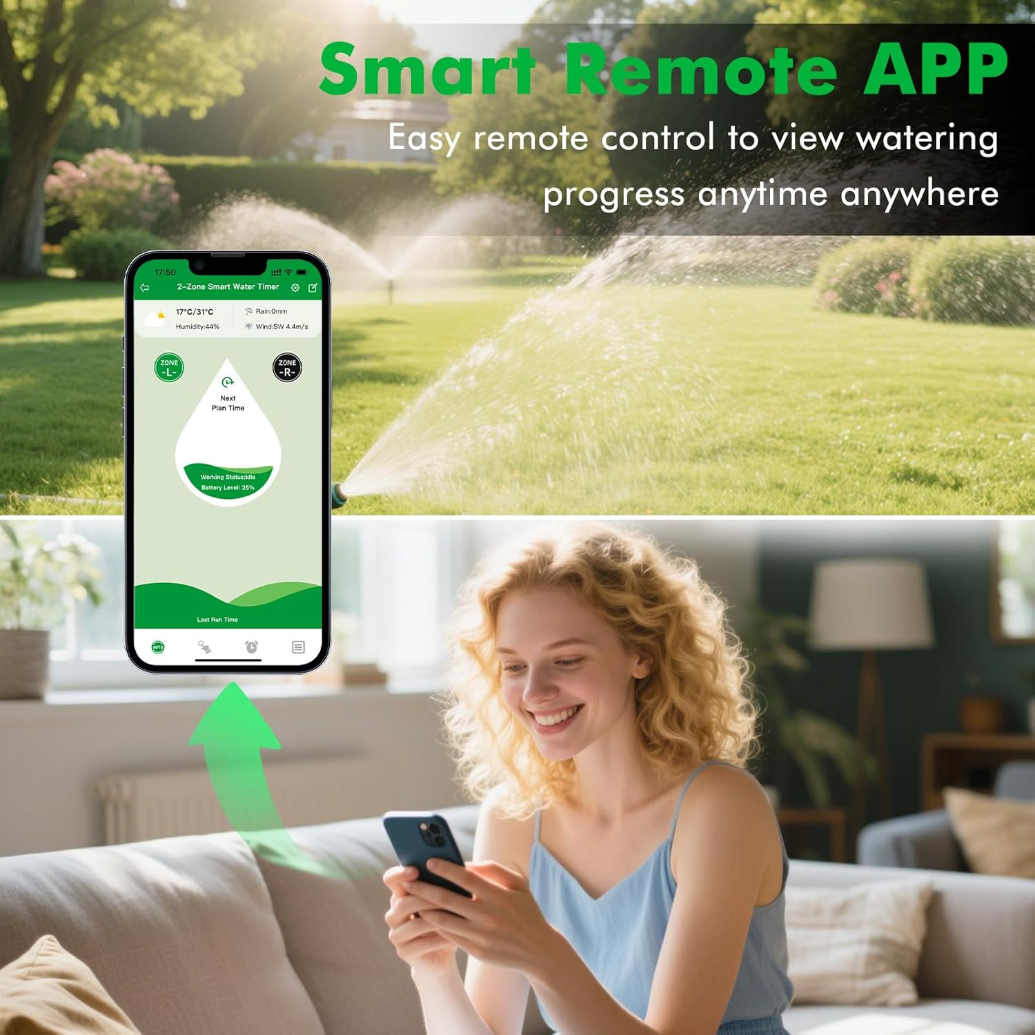 【2 Outlets】 RESTMO Smart Water Timer, Remote and Voice Control via App, RF to Wifi Tap Timer, Programmable Irrigation Controller with Auto/Manual/Rain Delay for Lawn, Garden, Drip System