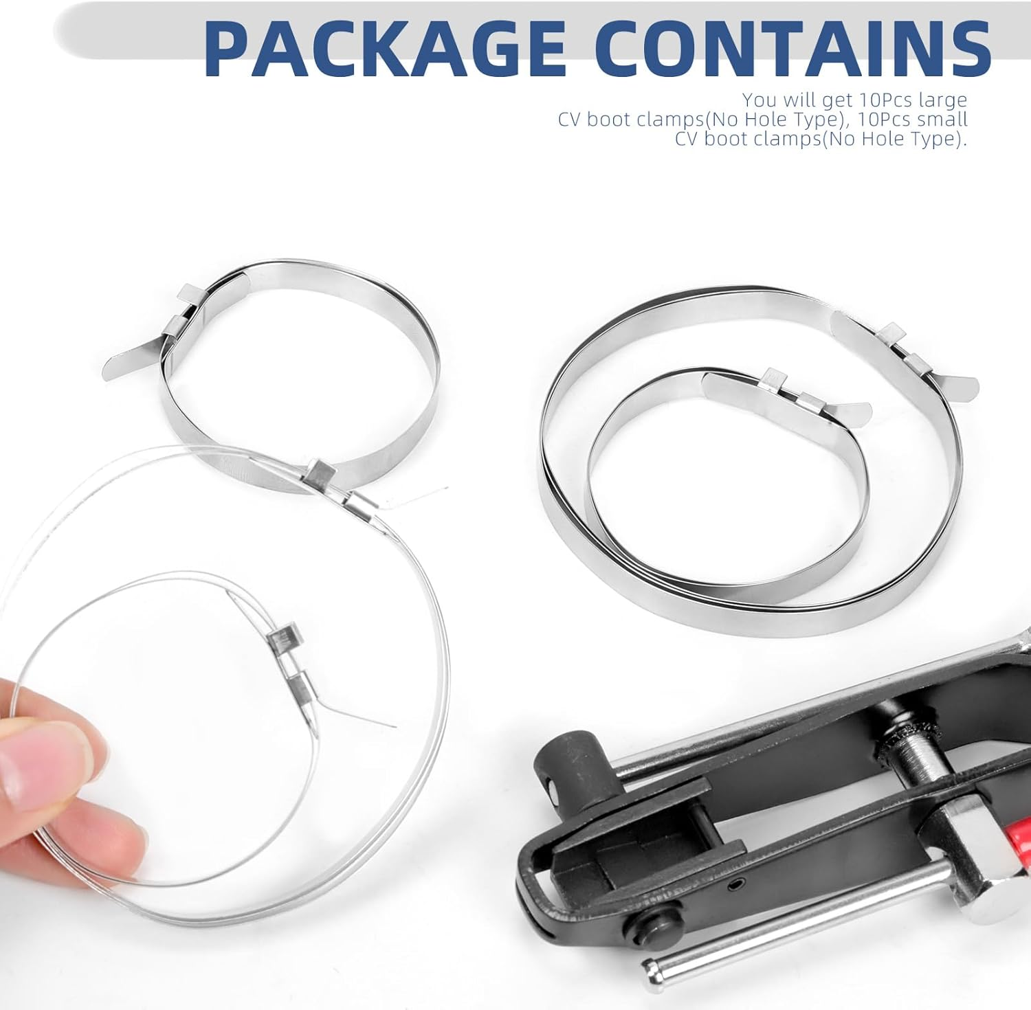 Glarks 20Pcs 45-80Mm 45-170Mm CV Boot Clamp Set, Stainless Steel Drive Shaft CV Boot Band Clamps, CV Joint Boot Clamp, Axle Boot Clamps for Most Cars image number 3