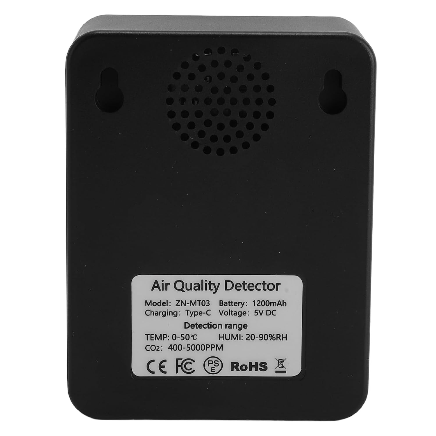 Tnfeeon Air Quality Detector Portable Color Display CO2 Temperature Humidity Tester for Home Office School Hotel, ABS Material (Black) - White image number 6