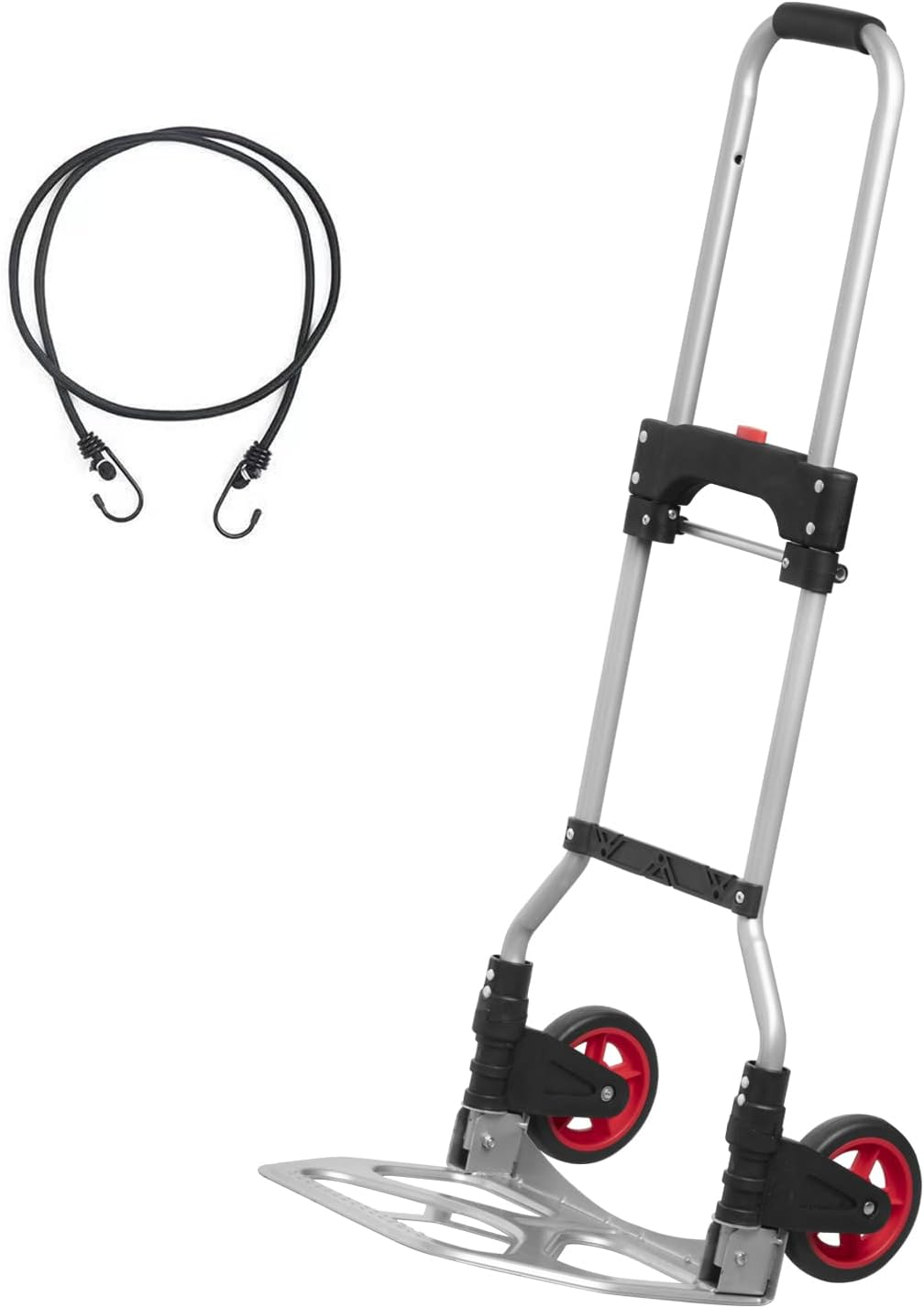 Dolly Cart with Ropes,Steel Folding Hand Truck 180Lb Capacity with Telescoping Handle and 2 Rubber Wheels image number 3