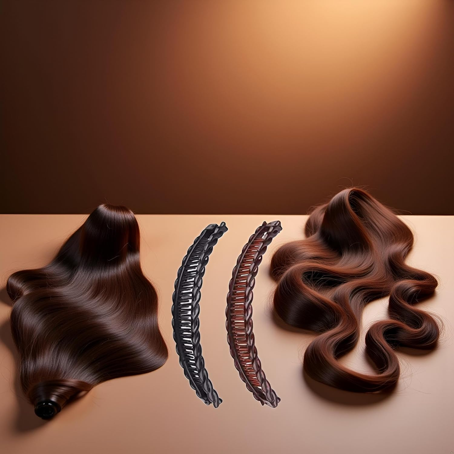 2Pcs Large Banana Clips Fish Clips Long Hair Clips Comb Grip Hair Accessories(Black and Brown) image number 6