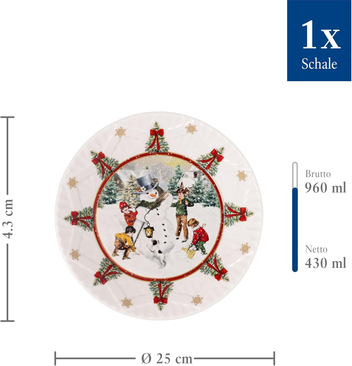 Villeroy & Boch Toy'S Fantasy Bowl Large Snowman Colourful Bowl, Christmas Bowl, Serving Bowl, Christmas Tableware Toys, Christmas Decoration Ceramic, Premium Porcelain image number 1