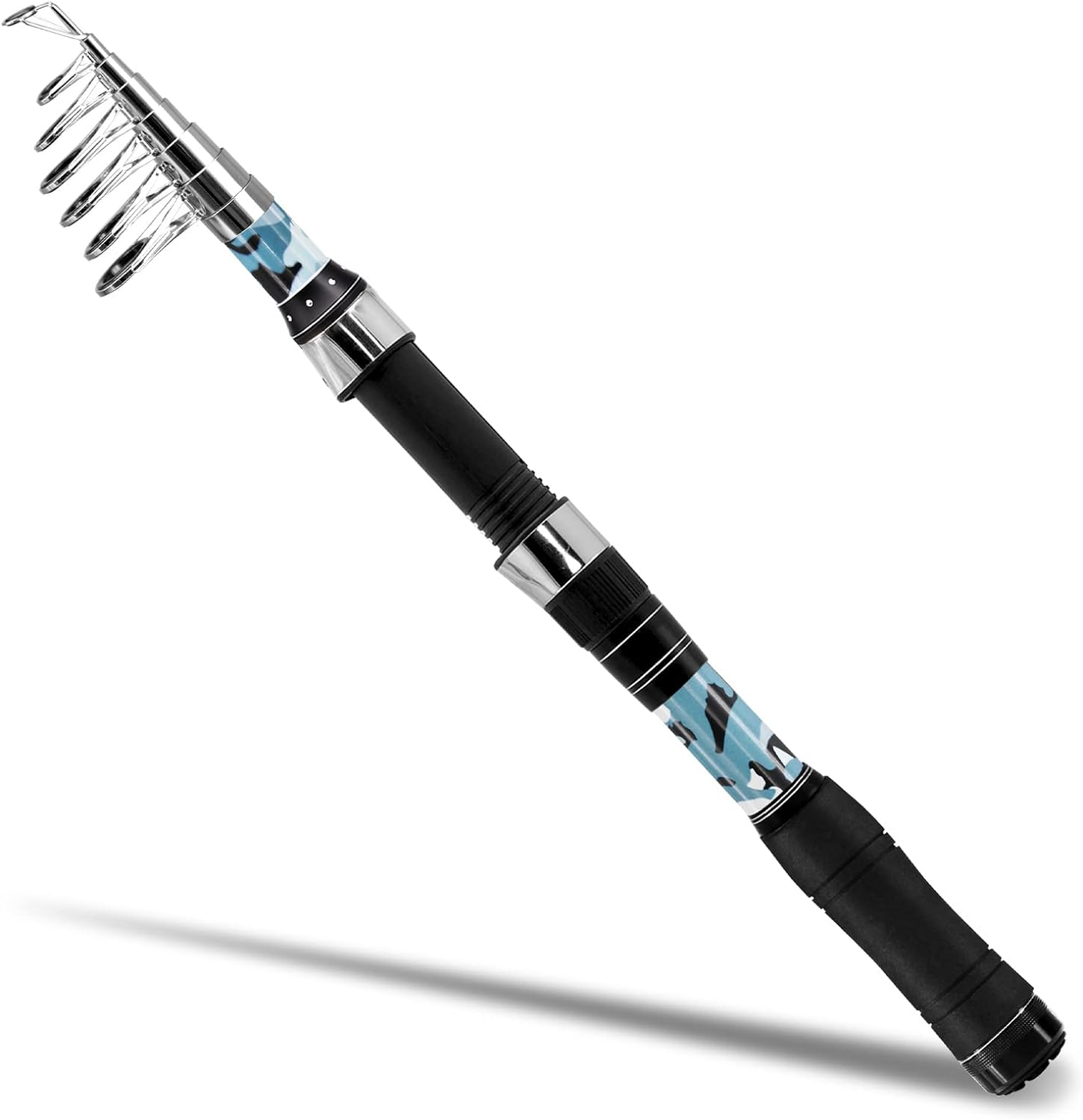 KOMCLUB Fishing Rods 1.8M/2.1M/2.4M/2.7M Telescopic Fishing Rod Fishing Poles for Sea Saltwater Freshwater, Smooth Fiberglass Blanks, Stainless Line Guides and Ceramic Rings, Soft EVA Handle image number 6