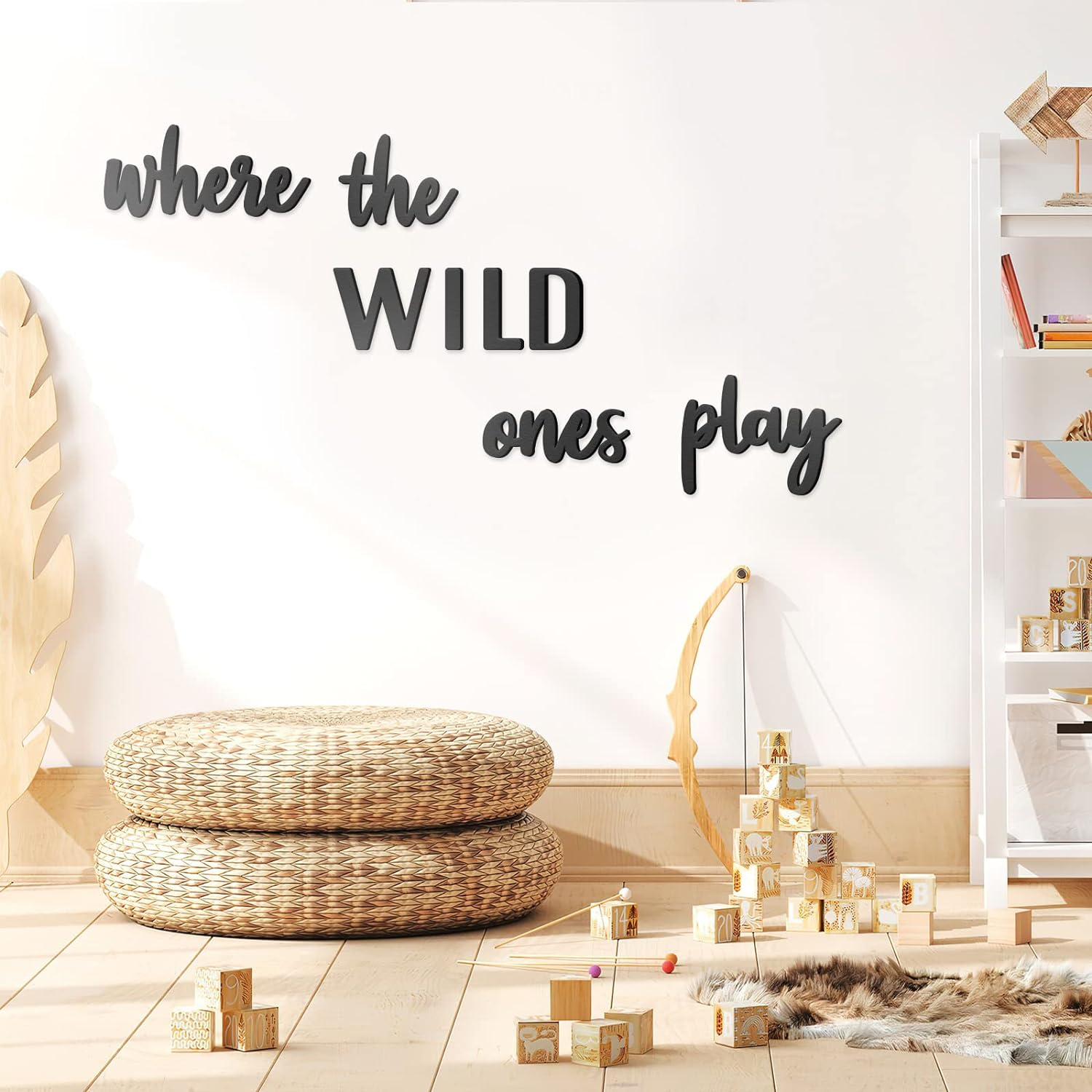 Xylolfsty Playroom Wall Decor, Where the Wild Ones Play Sign - Wooden Wall Art for Boys & Girls Toy Room, Toddler Nursery, Bedroom - 8 Pcs image number 3