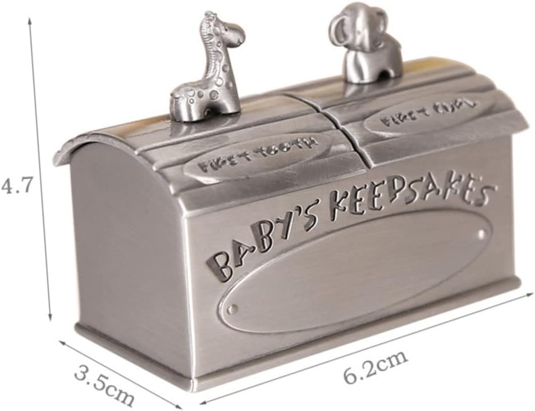 Baby Tooth and Hair Keepsake Box for Boys and Girls Metal Storage Container Lovely Organiser Case for First Teeth and Curls Baby Memory Infant