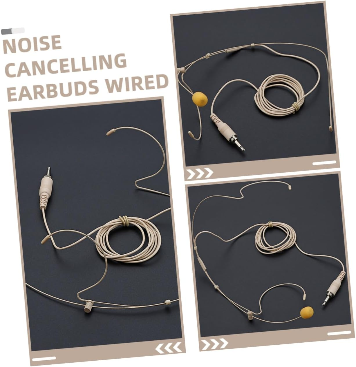 SECFOU Wired over Ear Headphones with Omnidirectional Microphone Comfortable Earhook Design Noise Cancelling Audio Headset for Gaming Office Customer Service Beige image number 5