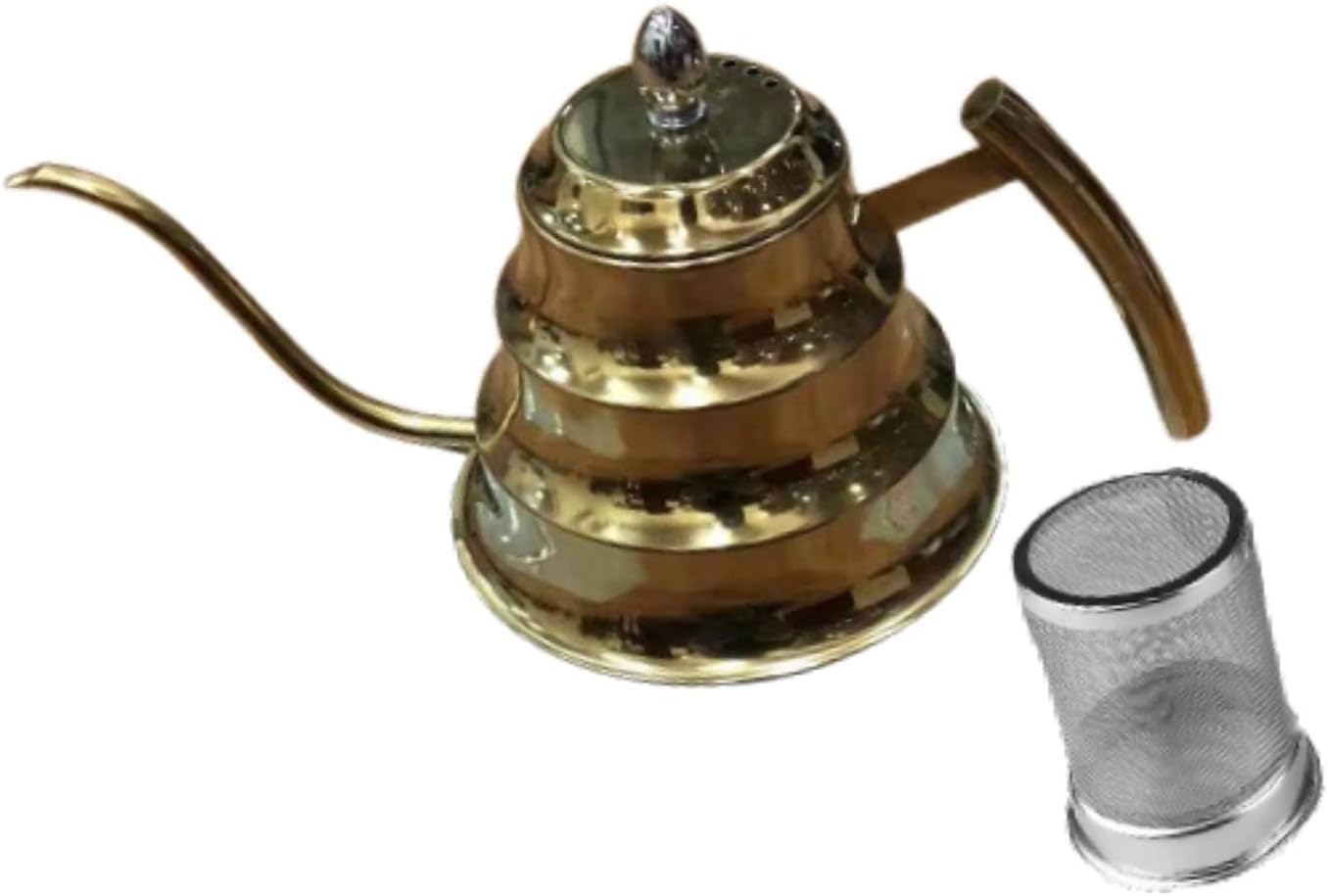 AFXGUSD Coffee Kettle Stainless Steel Gooseneck Drip Kettle Pour over Filtered Teapot Long Spout Pot for Tea Espresso Suitable for Gift Giving Home, Gold - Sliver image number 4