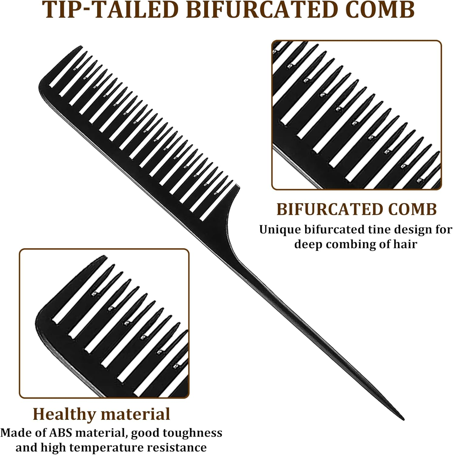 Professional Hair Combs for Women Styling Hair Combs Plastic Weaving Combs for Highlighting image number 3