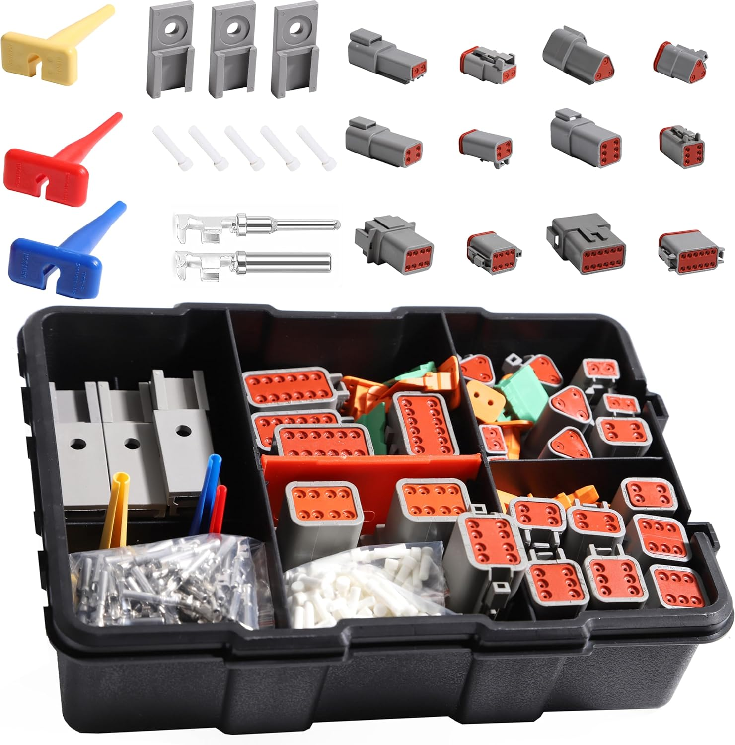 Aikoolwer Deutsch Connector Kit 2 3 4 6 8 12 Pin DT Connectors Size 16 Stamped Contact Automotive Electrical Waterproof Deutsch Terminal Removal Tool image number 3