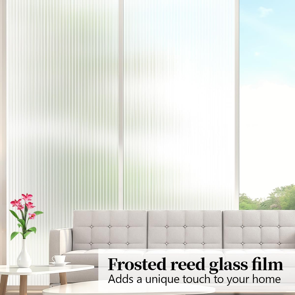 Sevenpers Opaque Film Privacy without Glue Vinyl anti UV Static Cling No Glue Window Sticker Cover with Installation Kit 44.5 X 400Cm