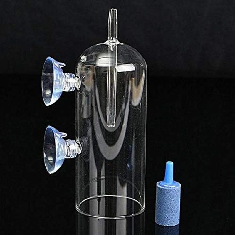 Aquarium Air Bubbler Glass Cup with 2 Air Stones, High Dissolved Oxygen for Fish Tank, Bubble Stopper image number 2