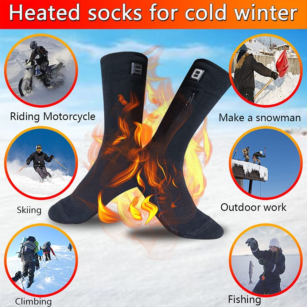 Rechargeabel Electric Heated Socks for Men and Women, Riding Motorcycle and Bicycle Camping Hiking Fishing Skiing in Cold Winter Thermal Socks Warm Foot image number 2