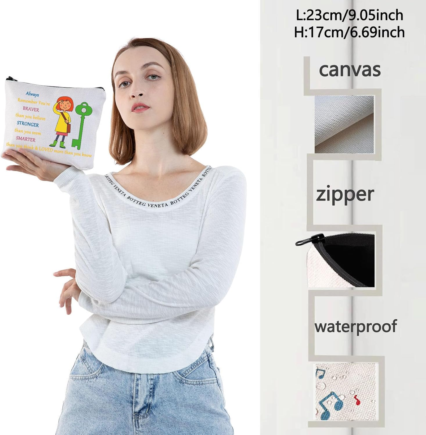 WZMPA Cartoon Movie Cosmetic Bag Movie Fans Gift You Are Braver Stronger Smarter than You Think Cartoons Makeup Zipper Pouch Bag for Women Girls (Always Coral) image number 5