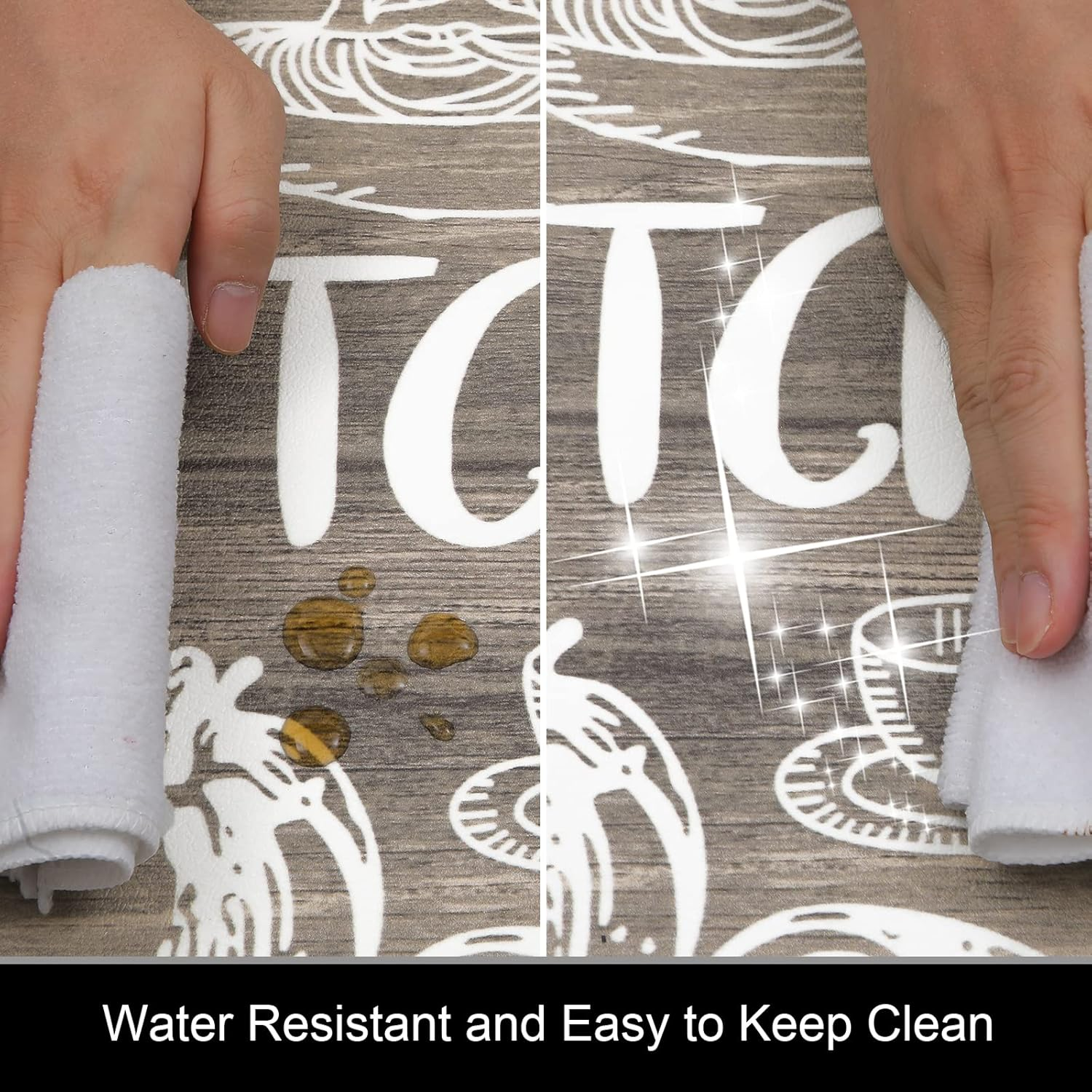 HEBE anti Fatigue Kitchen Rug Set of 2 Non Slip Cushioned Kitchen Mats for Floor Waterproof Comfort Kitchen Rugs and Mats Farmhouse Chef Mats Floor Carpet for Sink,Laundry Room,Brown image number 5