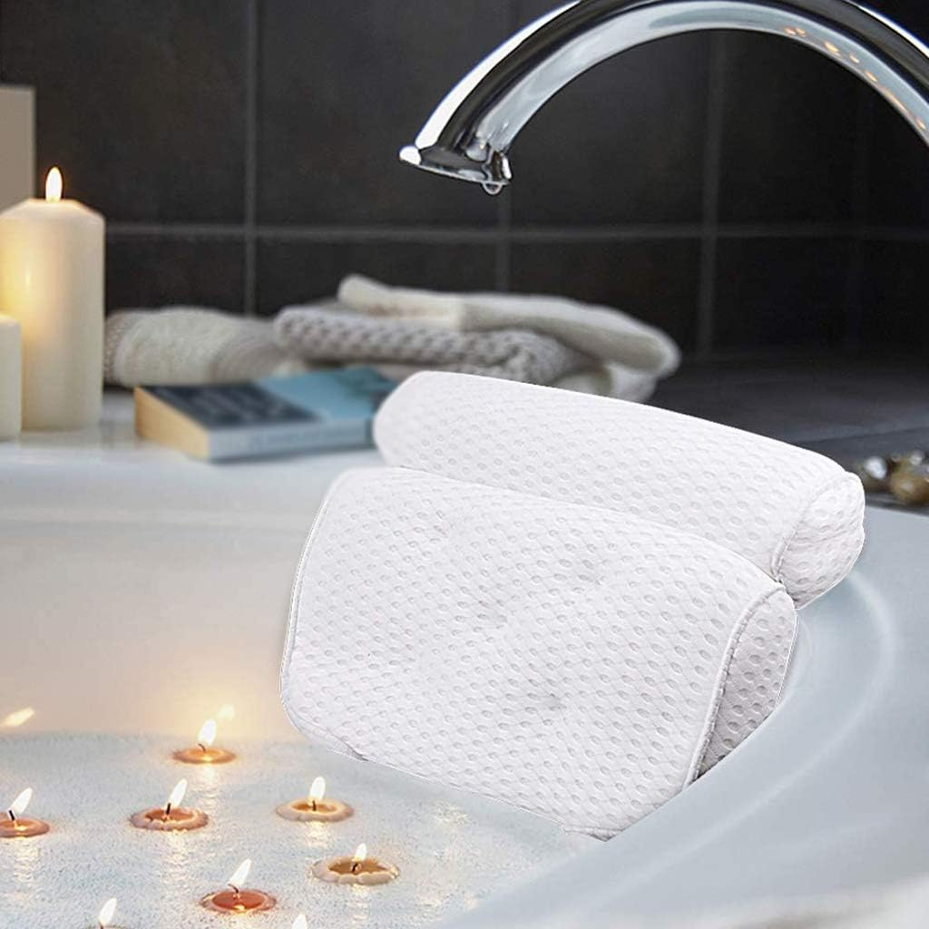 Bathtub Pillows, Bathtub Spa Pillow with 4D Air Mesh Technology and 7 Suction Cups Helps Support Head Back Shoulder and Neck Fits All Bathtub
