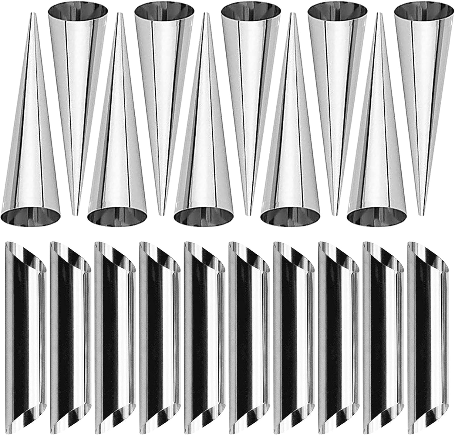 Metal Cones for Baking Cannoli Shells, Cannoli Mold Cannoli Kit, Baking Tools Accessories, Cannoli Tubes Mould Croissant Mold Tubular Shaped Mold Decorating (16 Pcs Conical Tubes Set)