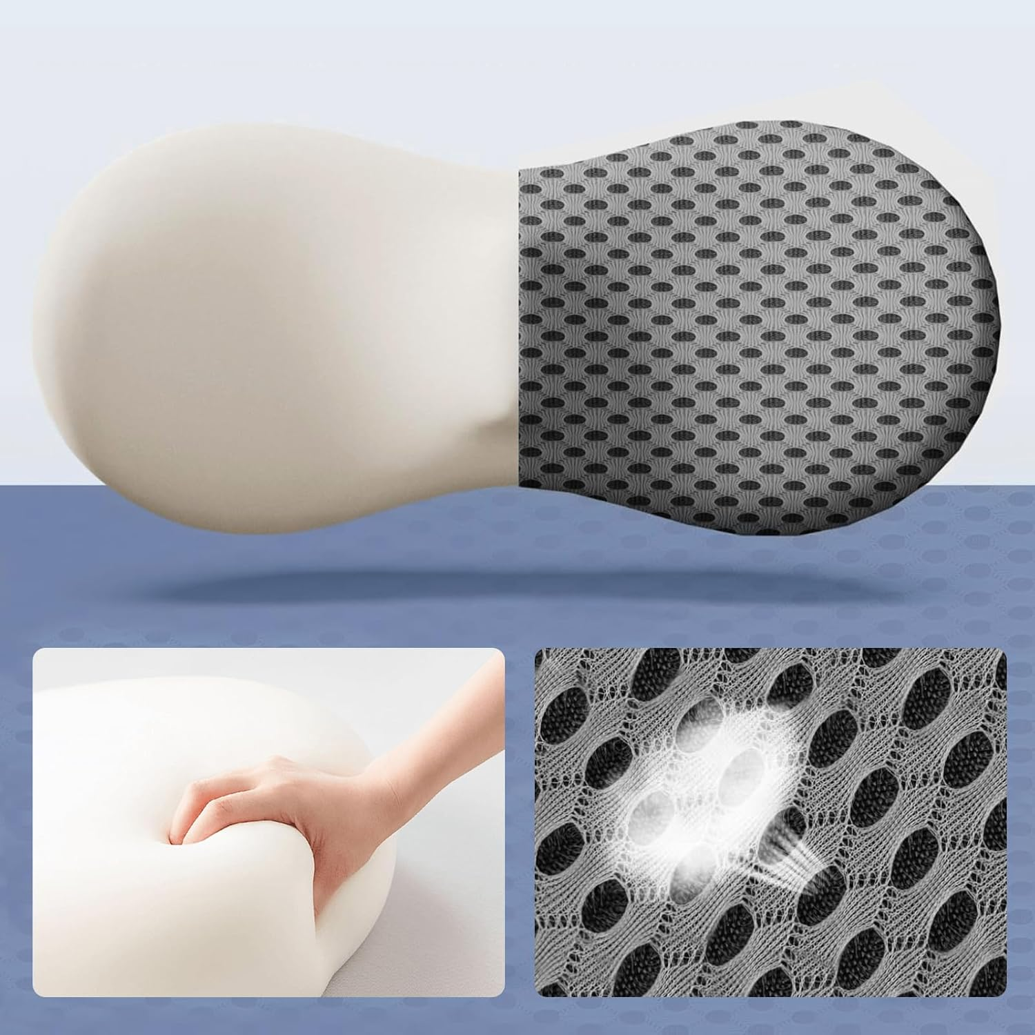 Lumbar Support Pillow Memory Foam Back Support Pillows for Car Seat Office Chair Gaming Chair Back Support Cushion with Skin-Friendly Cover & Adjustable Straps Travel Lumbar Support Pillow image number 4