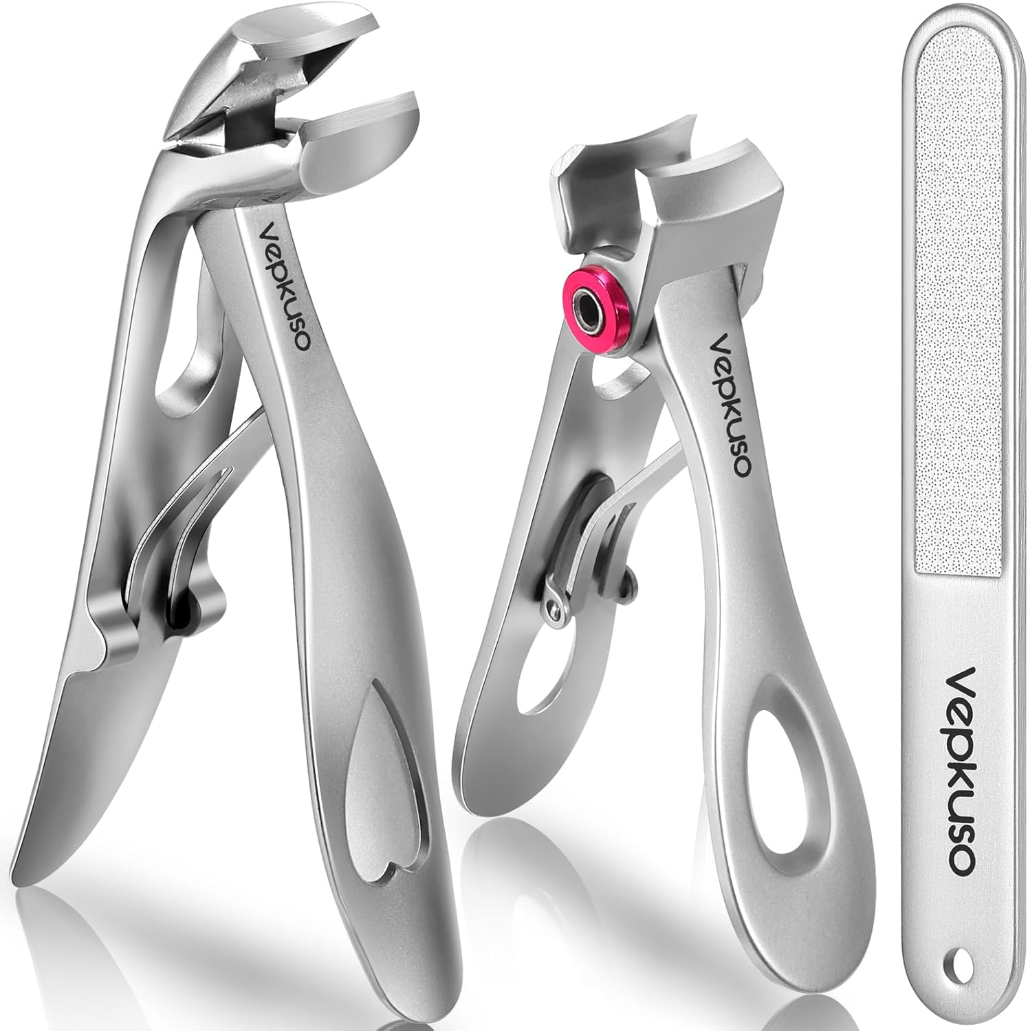Nail Clippers for Seniors, Wide Jaw Fingernail Clippers and Angled Head Toenail Clippers for Thick Nail, Professional German Nail Clippers for Men, Women&Pregnant，Sliver image number 2