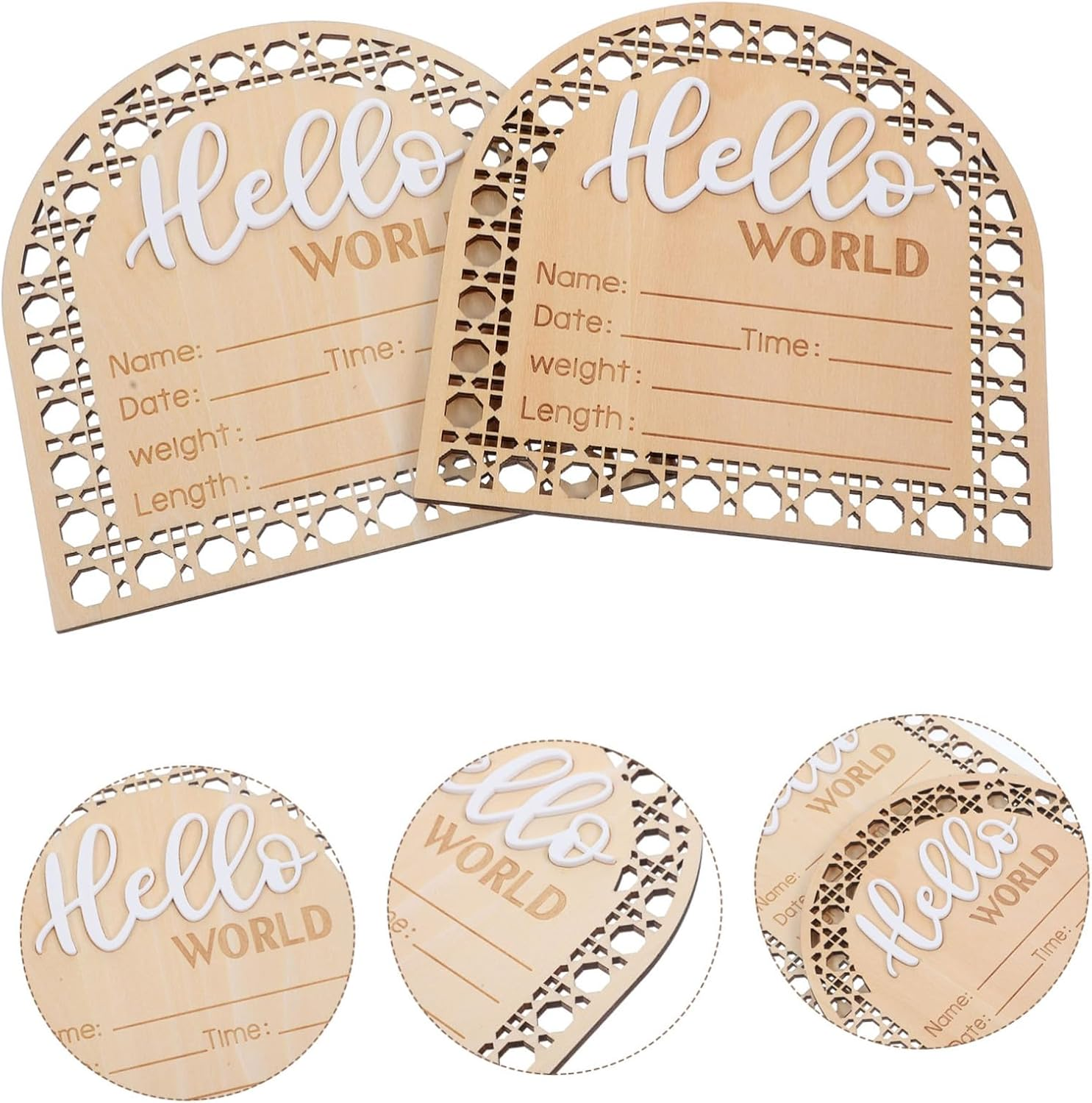 2Pcs Adorable Wooden Birth Announcement Sign for Newborns Name Sign Nursery Decor Photo Prop to Celebrate Arrival Handmade with Attention to Detail image number 2