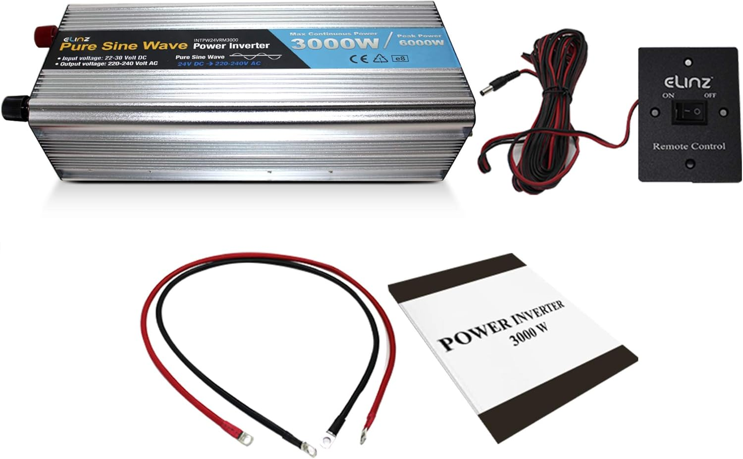3000W/6000W Inverter 24V to 240V Pure Sine Wave Power Elinz Low High Voltage Input Short Circuit Output Overload Protection AUS Plug Car Caravan Ute SUV Truck Trailer Bus Remote Control 2Yr Warranty image number 2