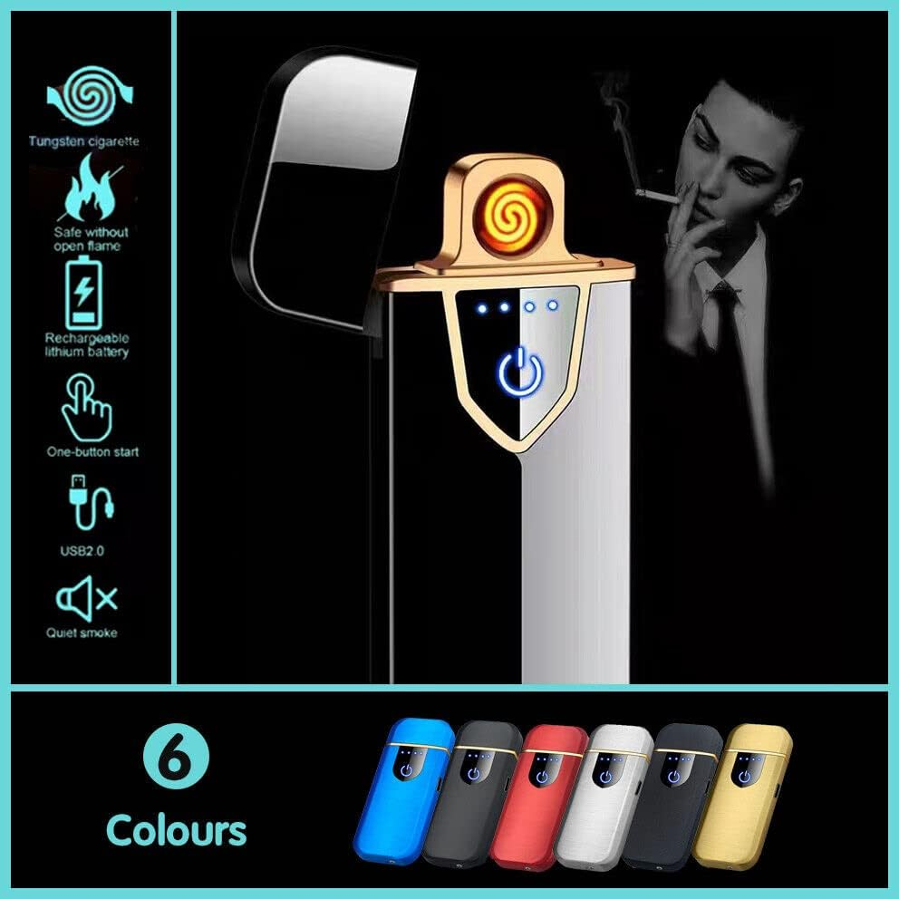 ARC Rechargeable Windproof Flameless Electronic Metal Lighter USB Lighters with Touch Sensor image number 5