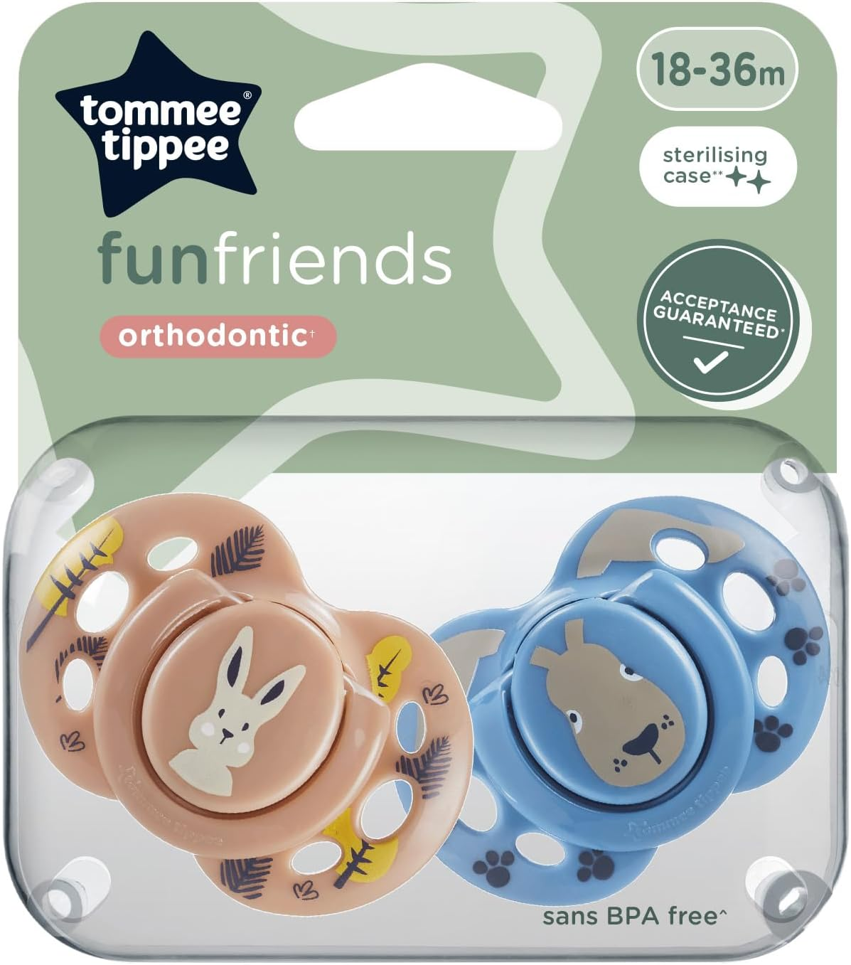 Tommee Tippee Fun Soother, 18-36 Months, 2 Pack, BPA Free, Reusable Steriliser Pod, Assorted Colours image number 3