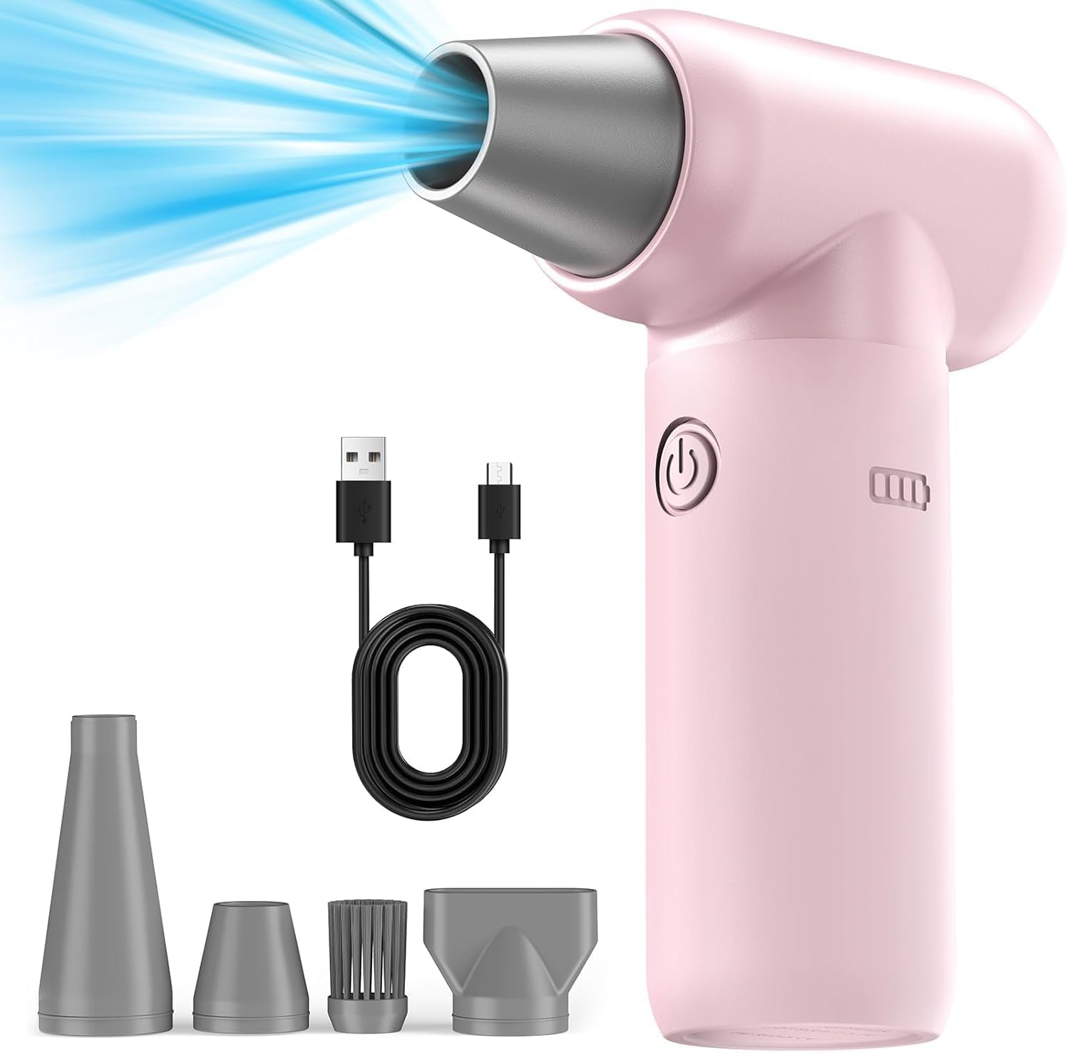 Compressed Air Duster,180000Rpm 3 Gear Jet Dryer Blower Electric Portable Air Duster Adjustable Rechargeable Cordless Jet Dry Blower Air Blower for Home and Car Air Bed Hair Dry