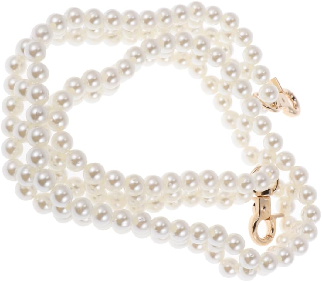 Angoily Double Row Pearl Bag Chain Replacement Strap Handbag Chain for Women Stylish Detachable Accessory for Crossbody Shoulder Bags for DIY Upgrading Your Purse
