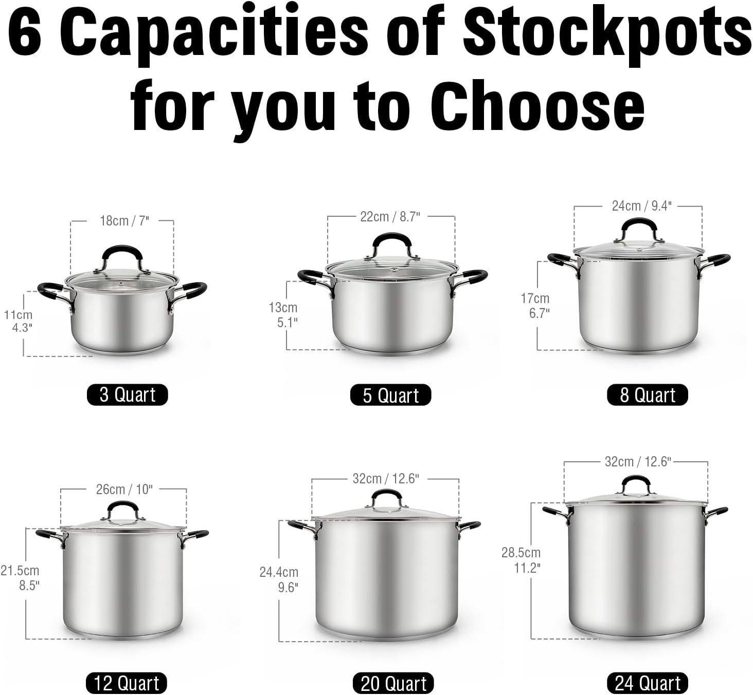 Cook N Home Stockpot Sauce Pot Induction Pot with Lid Professional Stainless Steel 12 Quart, Dishwasher Safe with Stay-Cool Handles, Silver