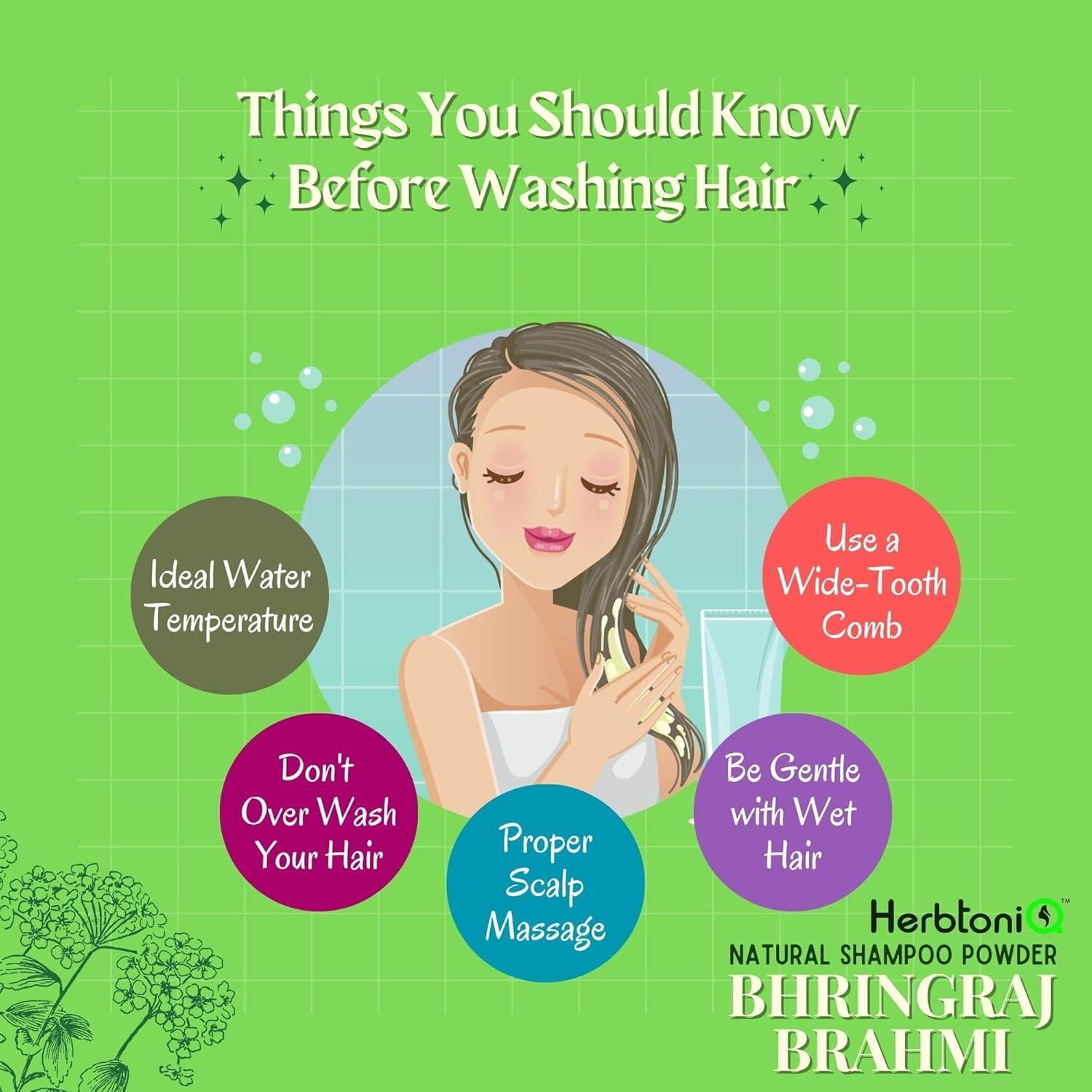 Herbtoniq Bhringraj Brahmi Shampoo Powder with Organic Ingredients Amla Shikakai Hibiscus and Many More | for Hair Fall Reduction, Dandruff Control, Helps Hair Growth | Unisex Product | 500 Gram