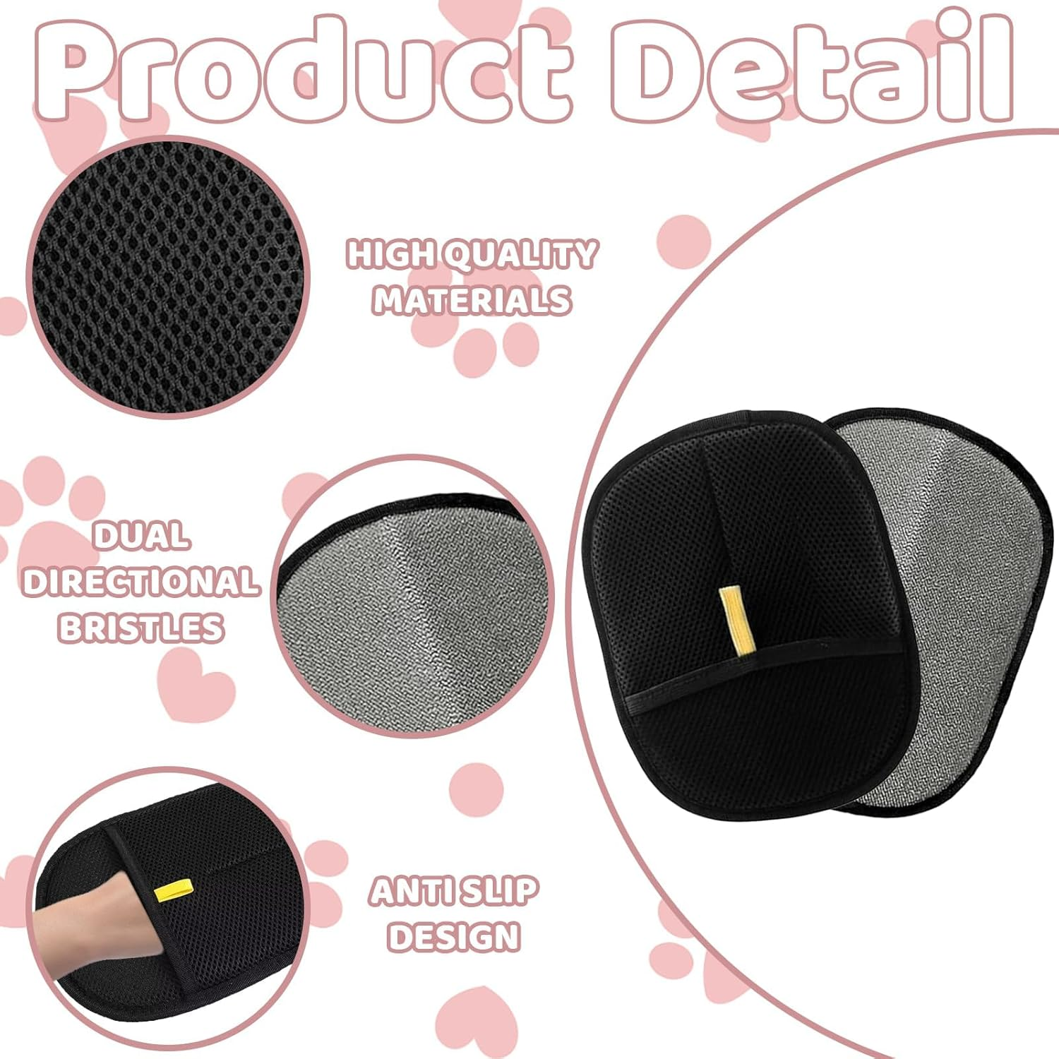 Fur Magnetic Gloves, Pack of 3 Pet Hair Remover Gloves, Cat Hair Removal, Pet Hair Glove for Smooth and Healthy Coat, High-Quality Velvet and Mesh Materials, 21 X 17.5 X 1 Cm image number 1