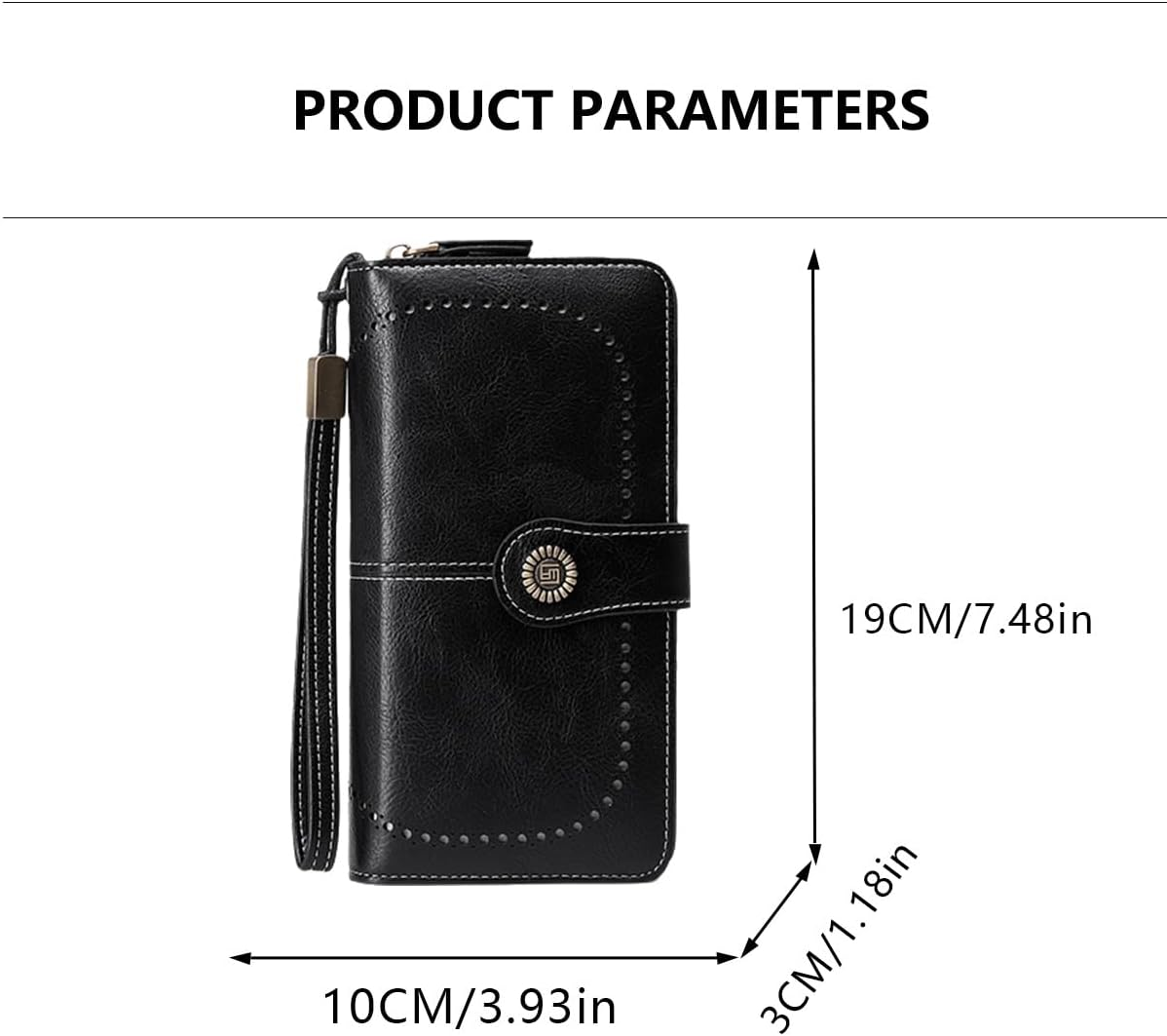 Women Long Wallet Retro Oil Wax Leather Hollowing Out Purse RFID Blocking Credit Card Holder Cute Ladies Girl Travel-Black