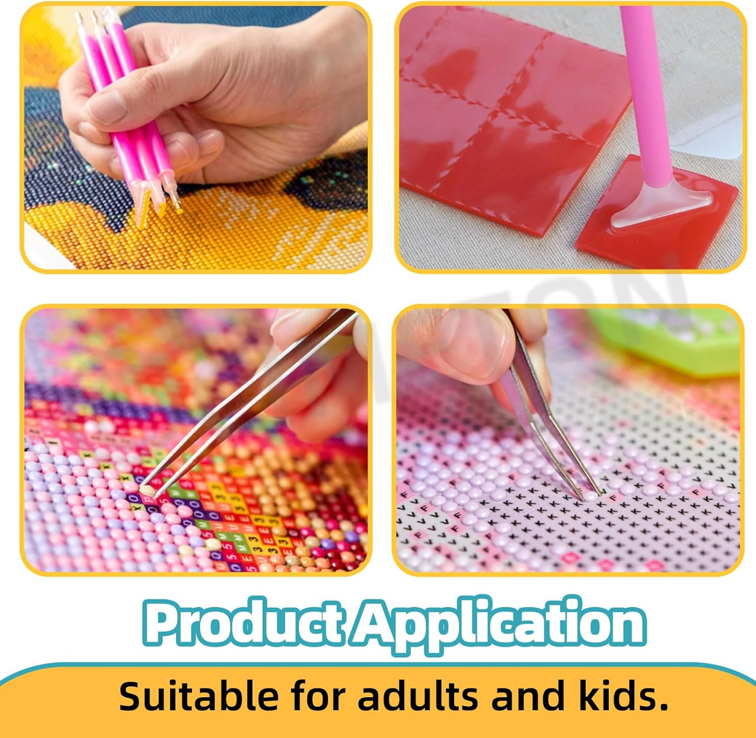 Cimeton 117Pcs 5D Diamond Painting Accessories Includes Diamond Painting Pen, 28 Grids Diamond Embroidery Box, Big Trays, Tweezers, Label Sticker Paper, Clips, Glue Clay and Seal Bag for Art Craft image number 2