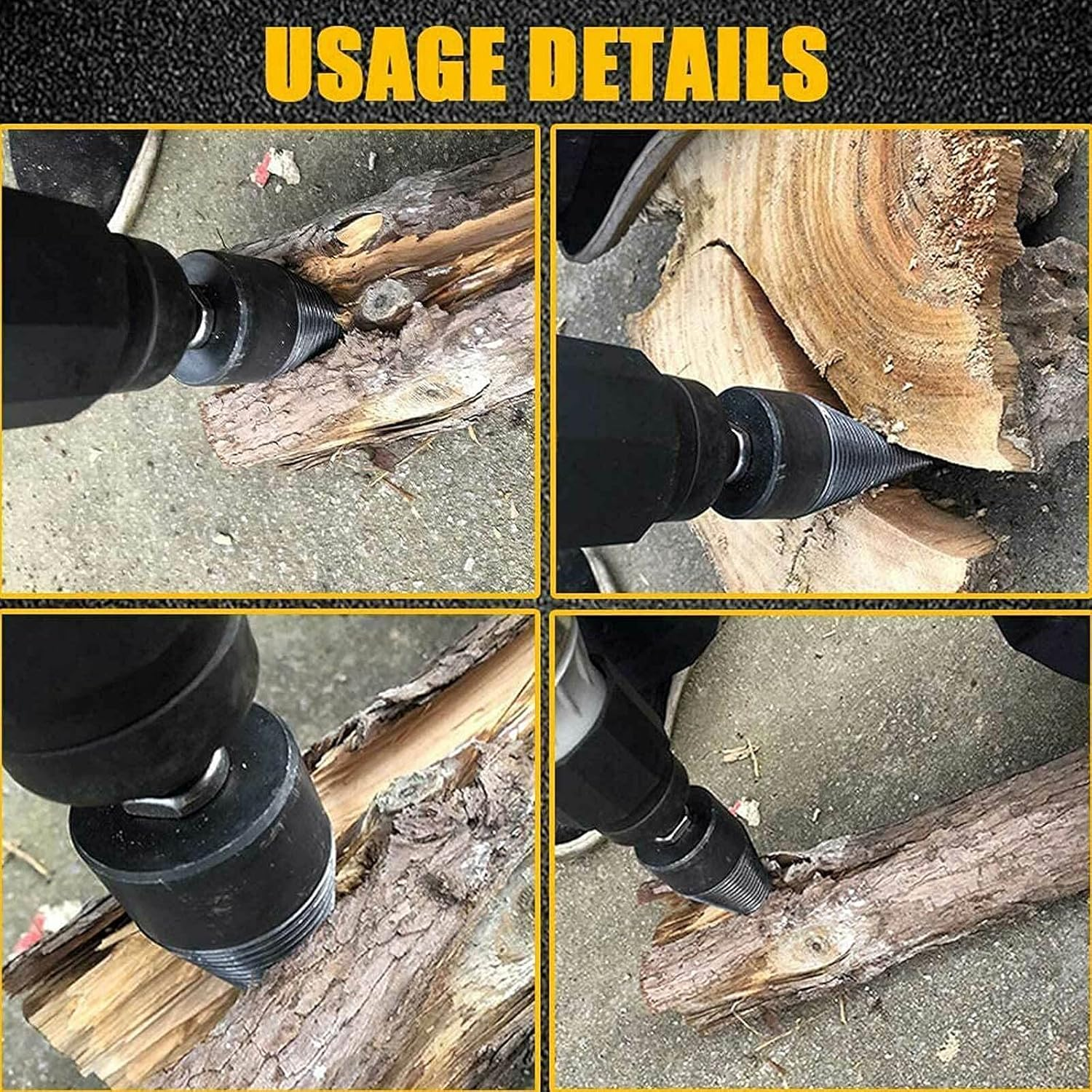 High Speed Twist Firewood Drill Bit Wood Splitter Screw Splitting Cone Driver (42Mm Square Shank) - 42Mm Square Shank image number 6