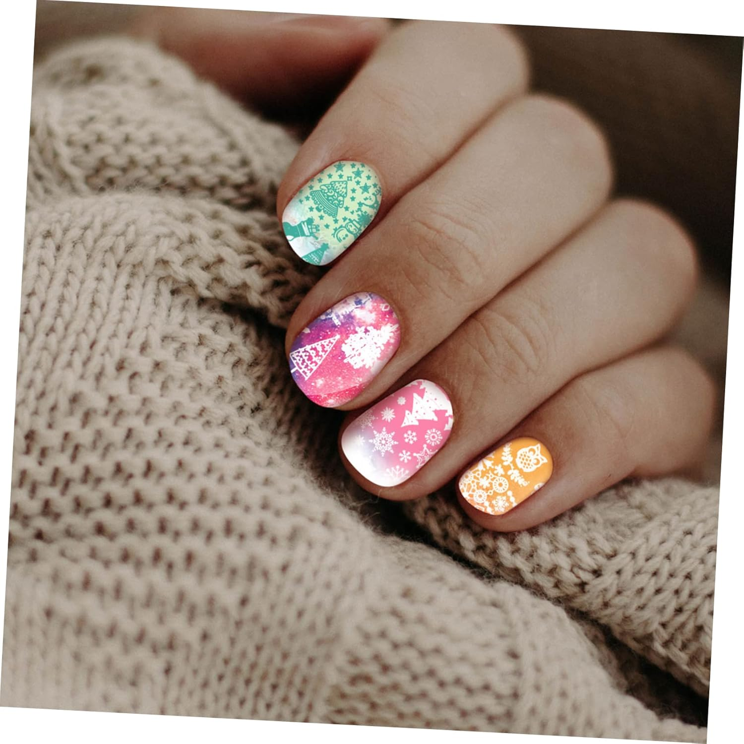 Healeved Nail Stamping Plates Christmas Theme 10Pcs Manicure Enhancement Kit Decorative Stamps for DIY Nails image number 5