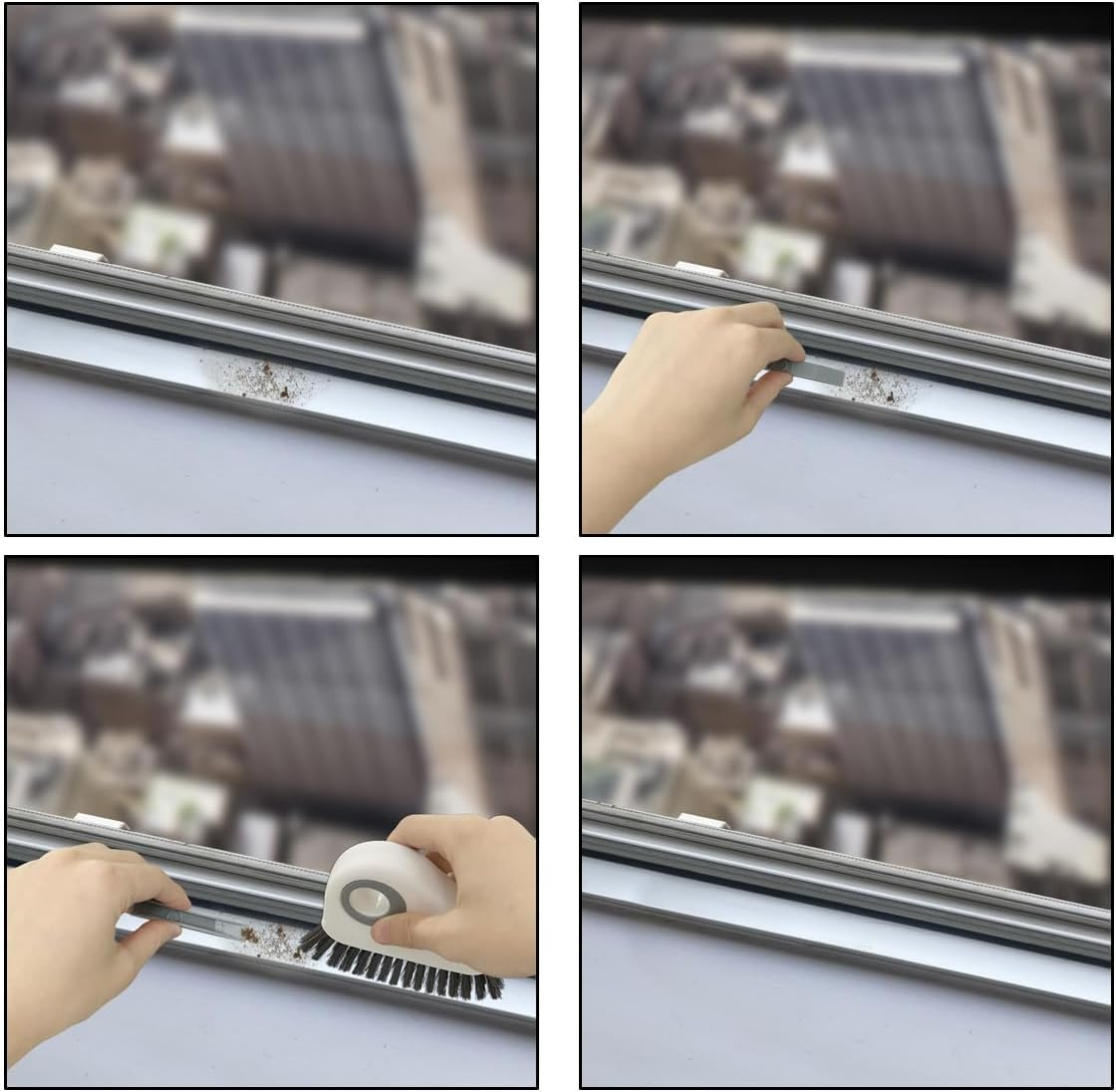 2Pcs 2 in 1 Groove Crevice Cleaning Brush Window Track Cleaning Tools,Multifunction Grout Cleaner Tool Crevice Cleaning Brush with Hidden Scraper for Sliding Door Track,Window Sill,Window Seal image number 5