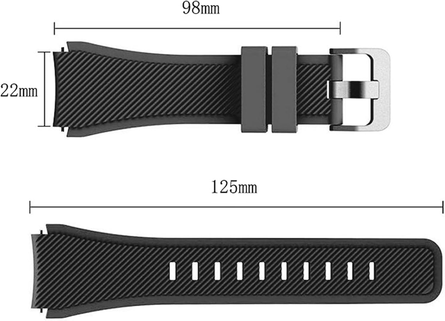 Sport Band for Samsung Galaxy Watch 3 45Mm / Samsung Gear S3 Frontier Classic Band, MH MOIHSING 22Mm Soft Silicone Metal Buckle Replacement Wristband Sport Strap for Galaxy Watch 46Mm - Black image number 3