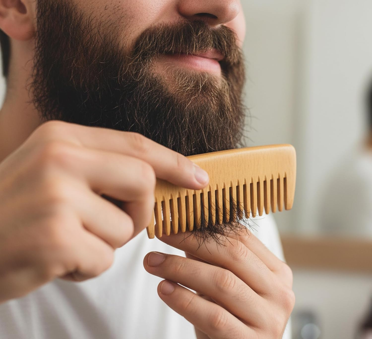 Esplanade Wooden Comb for Men & Women - Brown Sheesham Wood Handmade Anti-Static Head Hair, Beard, Moustache Comb with Free Carrying Pouch image number 5