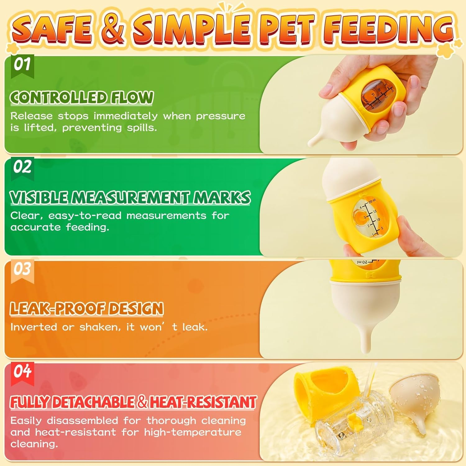 Silicone Nursing Kit for Kittens &ndash; Includes Kitten Feeding Nipples, Syringes, and Small Bottle &ndash; Ideal for Newborn Kittens, Puppies, and Small Animals &ndash; Bpa-Free, Safe & Reusable for Nursing image number 3