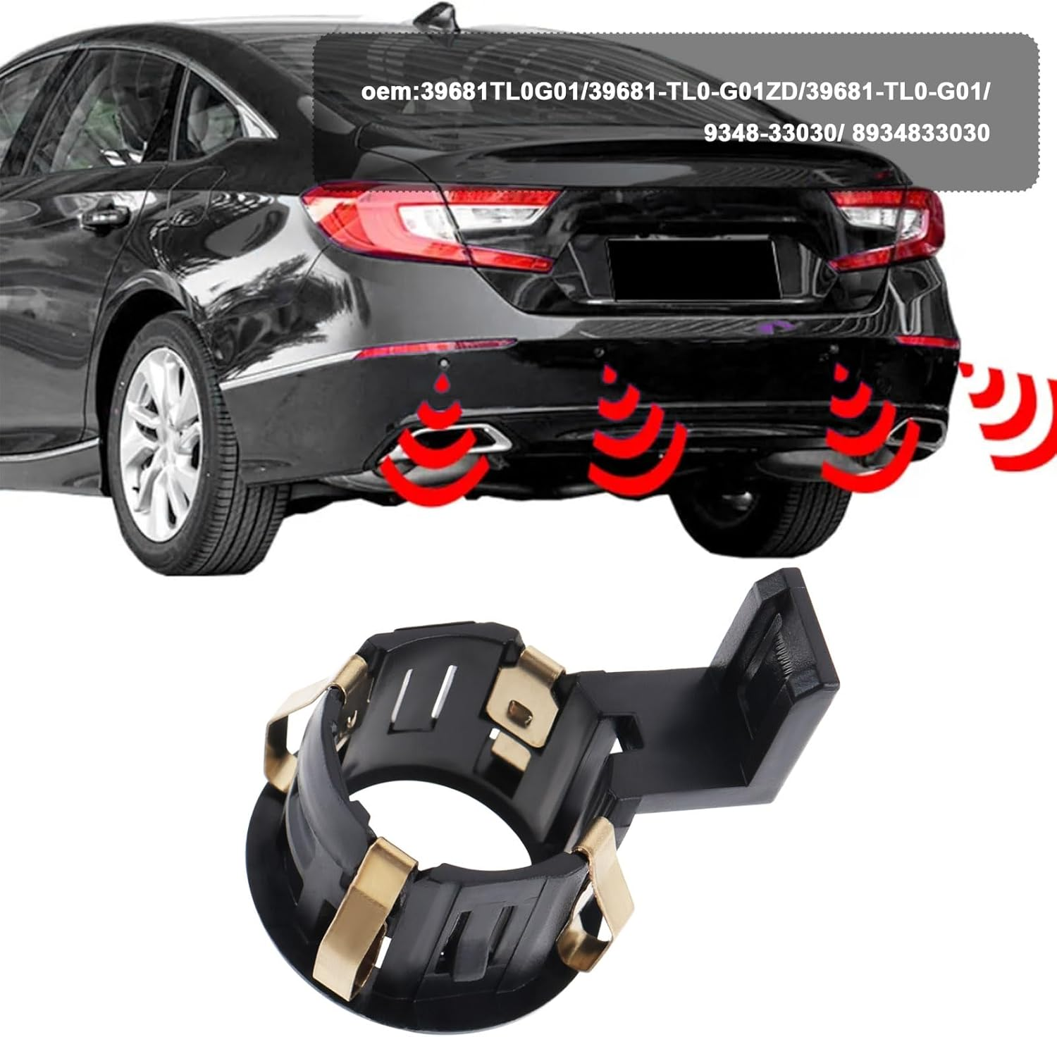 VGOL 2Pcs Car Parking Assist Sensor Shell Car Reversing Radar Cover 39681-TL0-G01ZD 8934833030 Compatible with Honda Compatible with Accord, Black