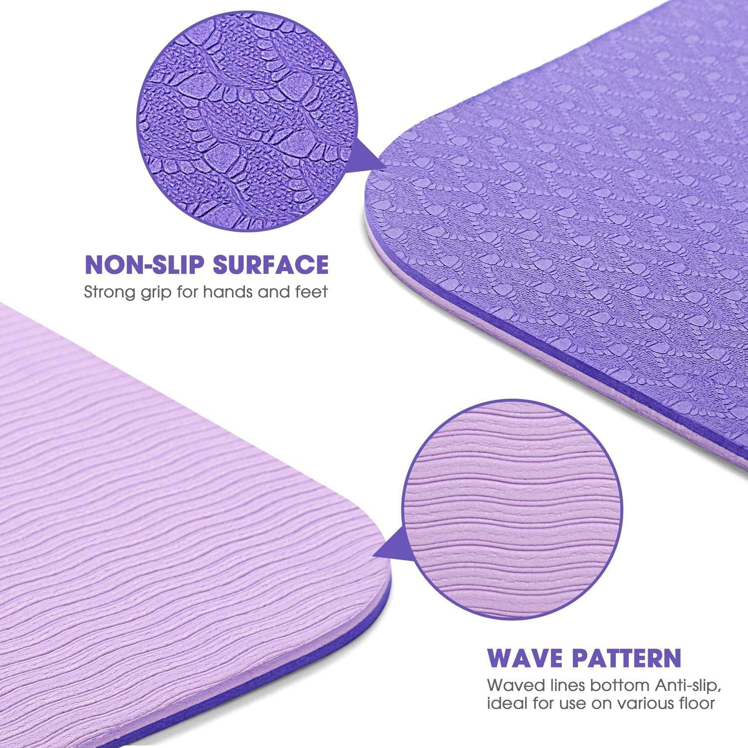Dobetter TPE Yoga Mat Exercise Fitness Eco Friendly Non Slip Dual Layer +Carry Bag (Violet)
