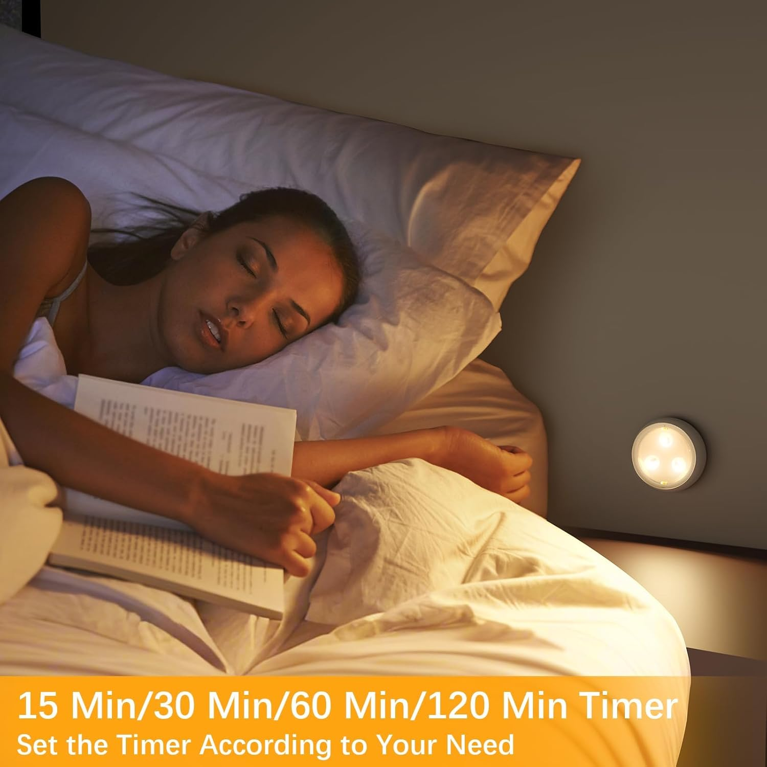 Touch LED Puck Lights, Wall Lighting Fixtures, Portable under Cabinet Lighting, Battery Operated Powered, DIY Stick on Light Wireless, Closet Kitchen Warm White, 3 Color - Pure White-6Pcs image number 6